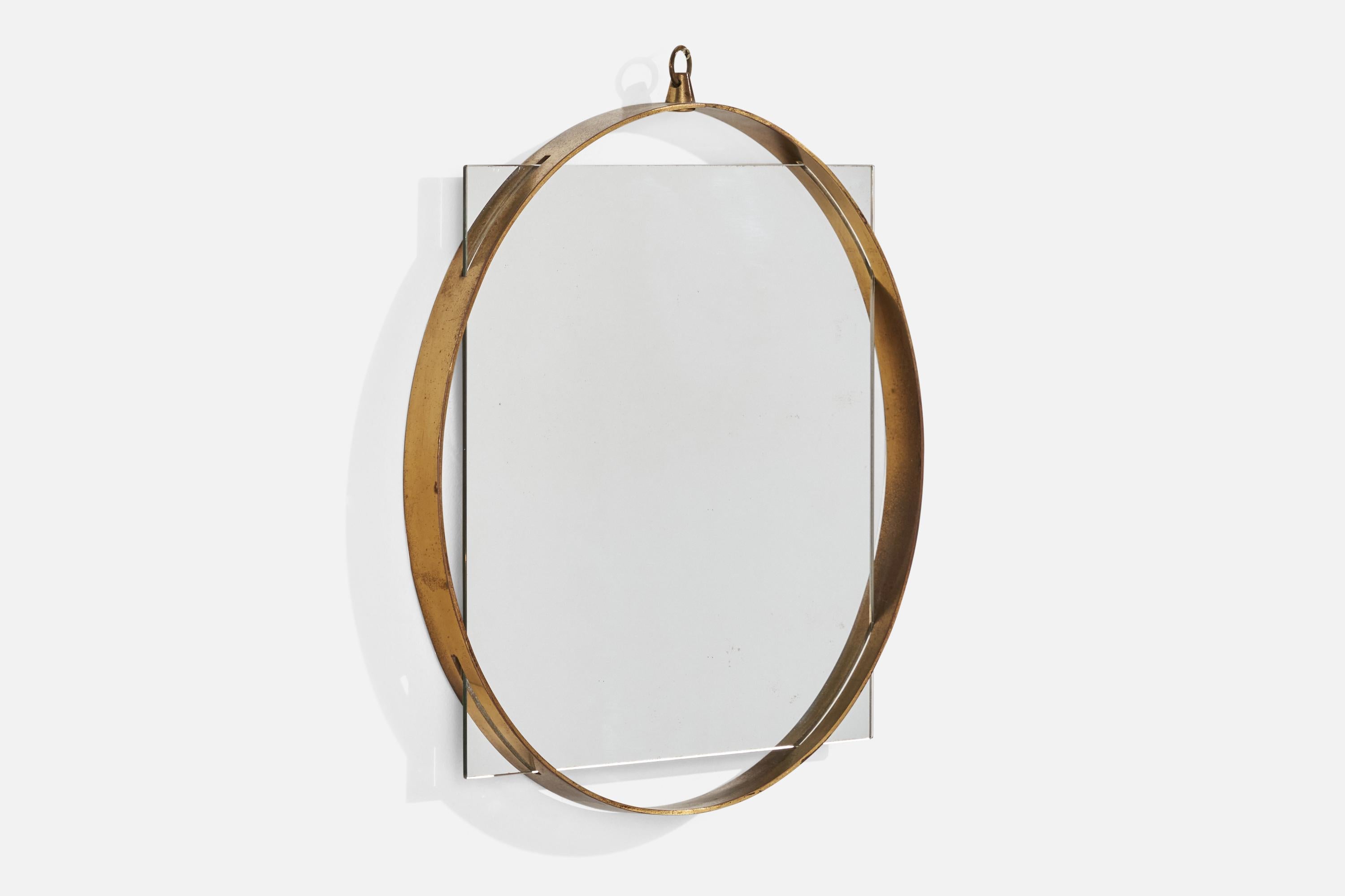 Mid-Century Modern Fontana Arte, Wall Mirror, Brass, Italy, 1940s For Sale