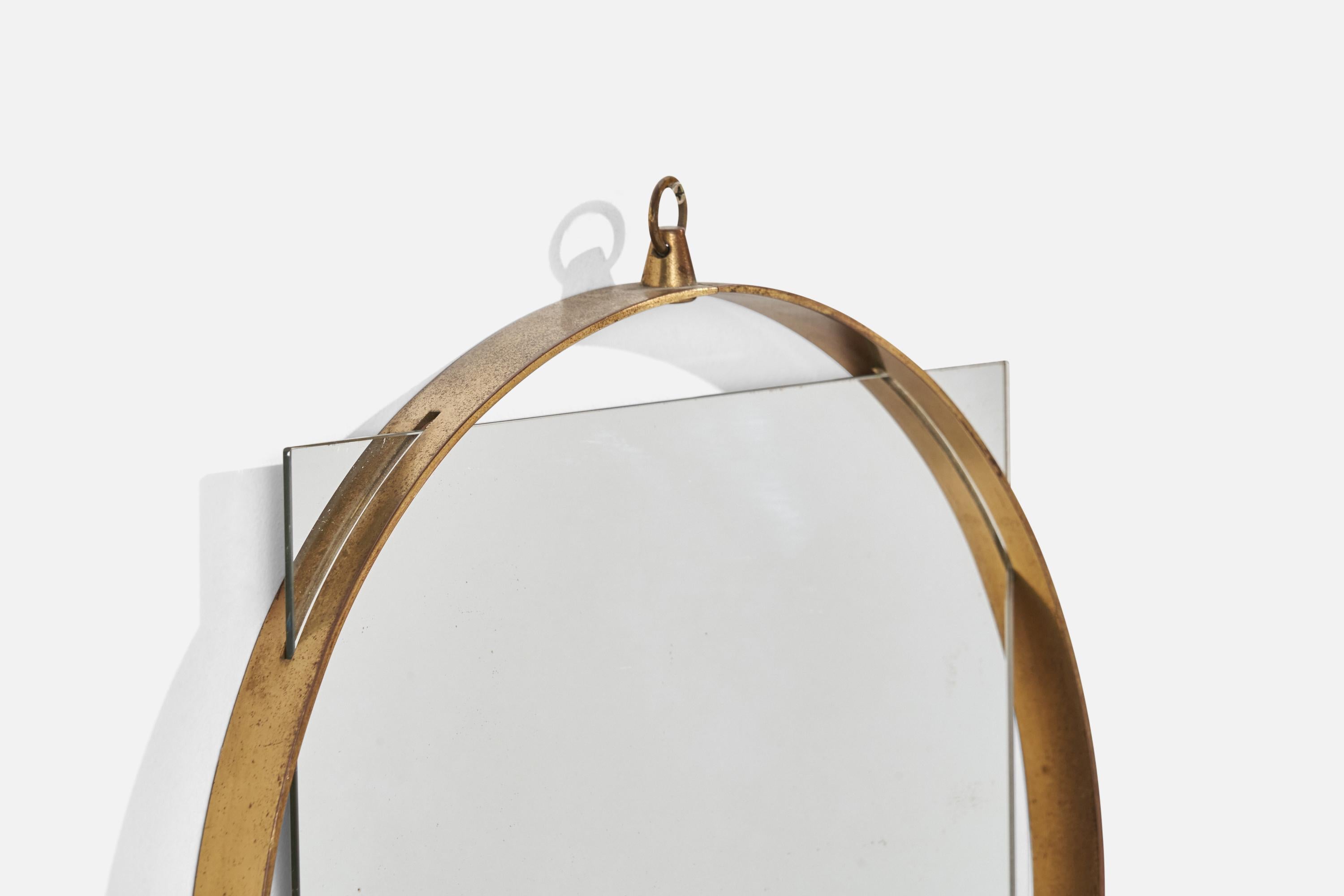 Italian Fontana Arte, Wall Mirror, Brass, Italy, 1940s For Sale
