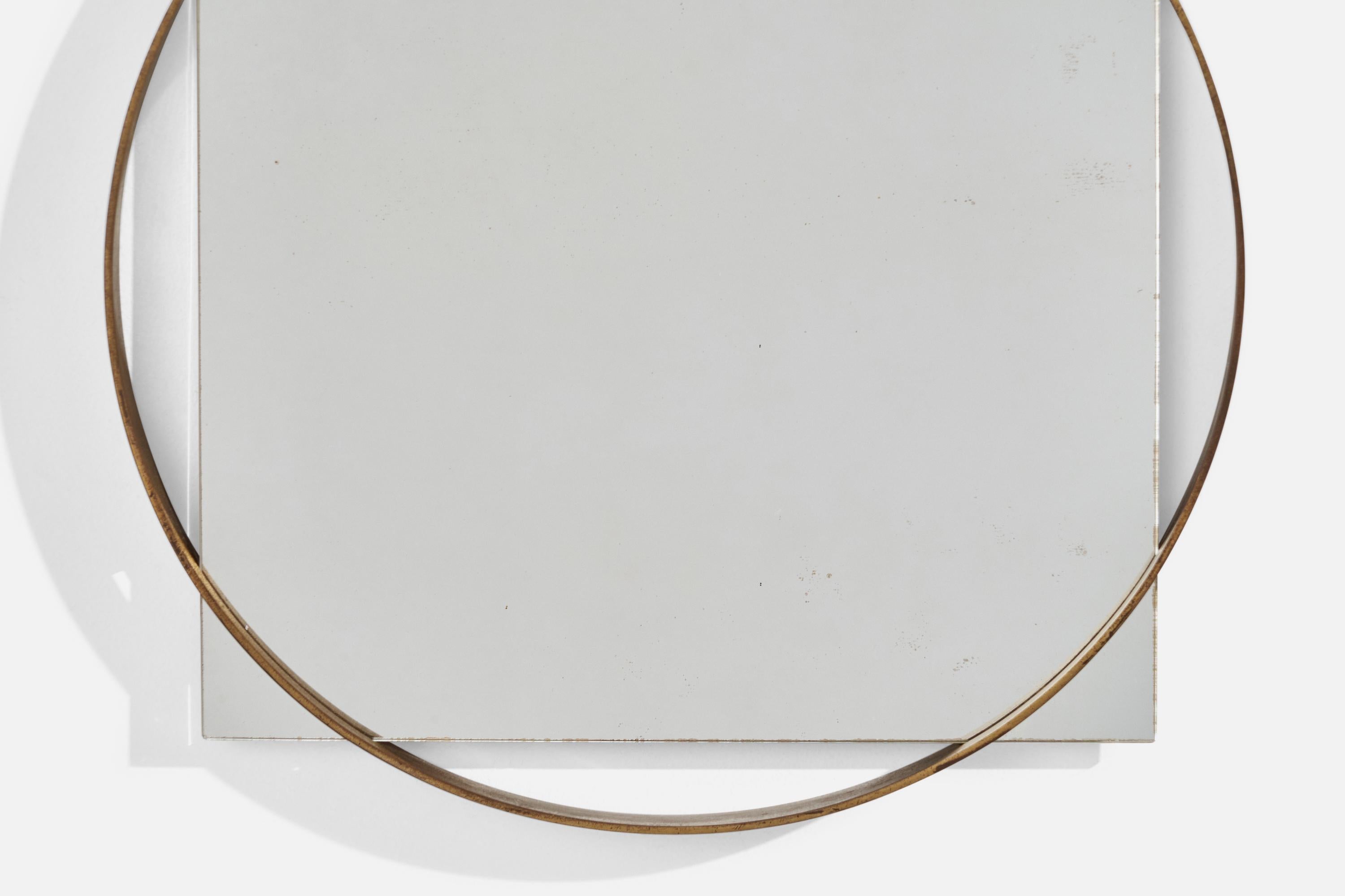 Mid-20th Century Fontana Arte, Wall Mirror, Brass, Italy, 1940s For Sale