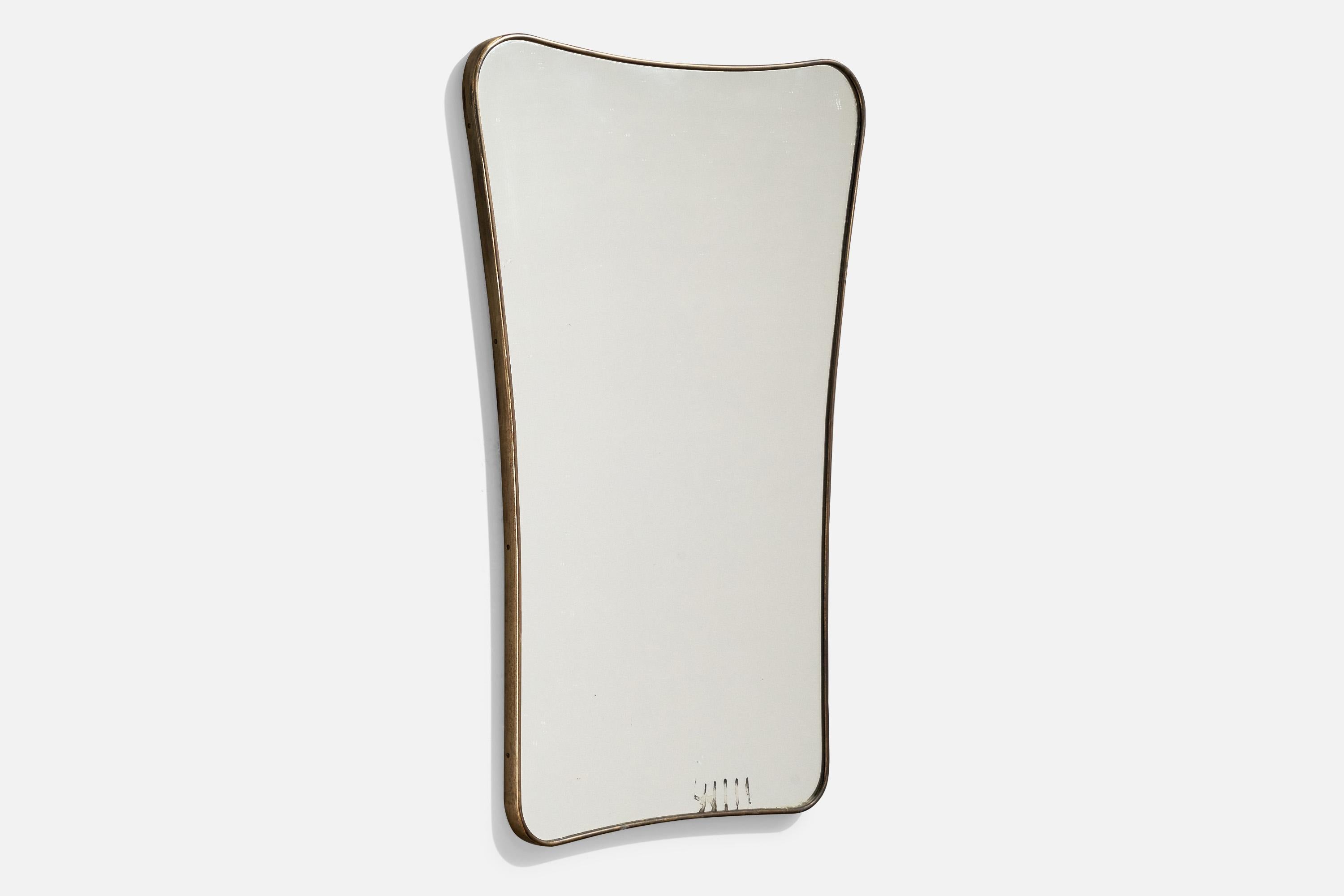 Mid-Century moderno Fontana Arte, Specchio da parete, ottone, vetro a specchio, Italia, anni '40