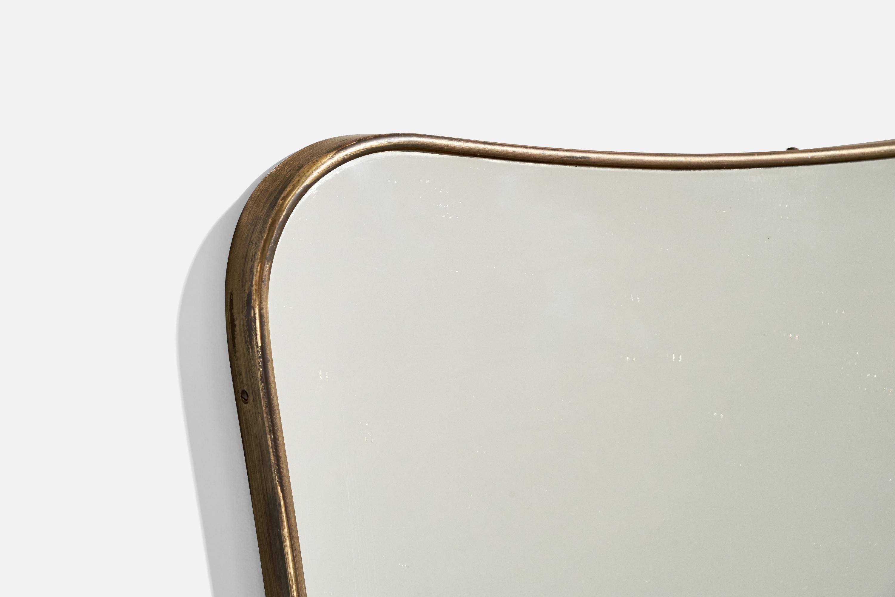 Italiano Fontana Arte, Specchio da parete, ottone, vetro a specchio, Italia, anni '40