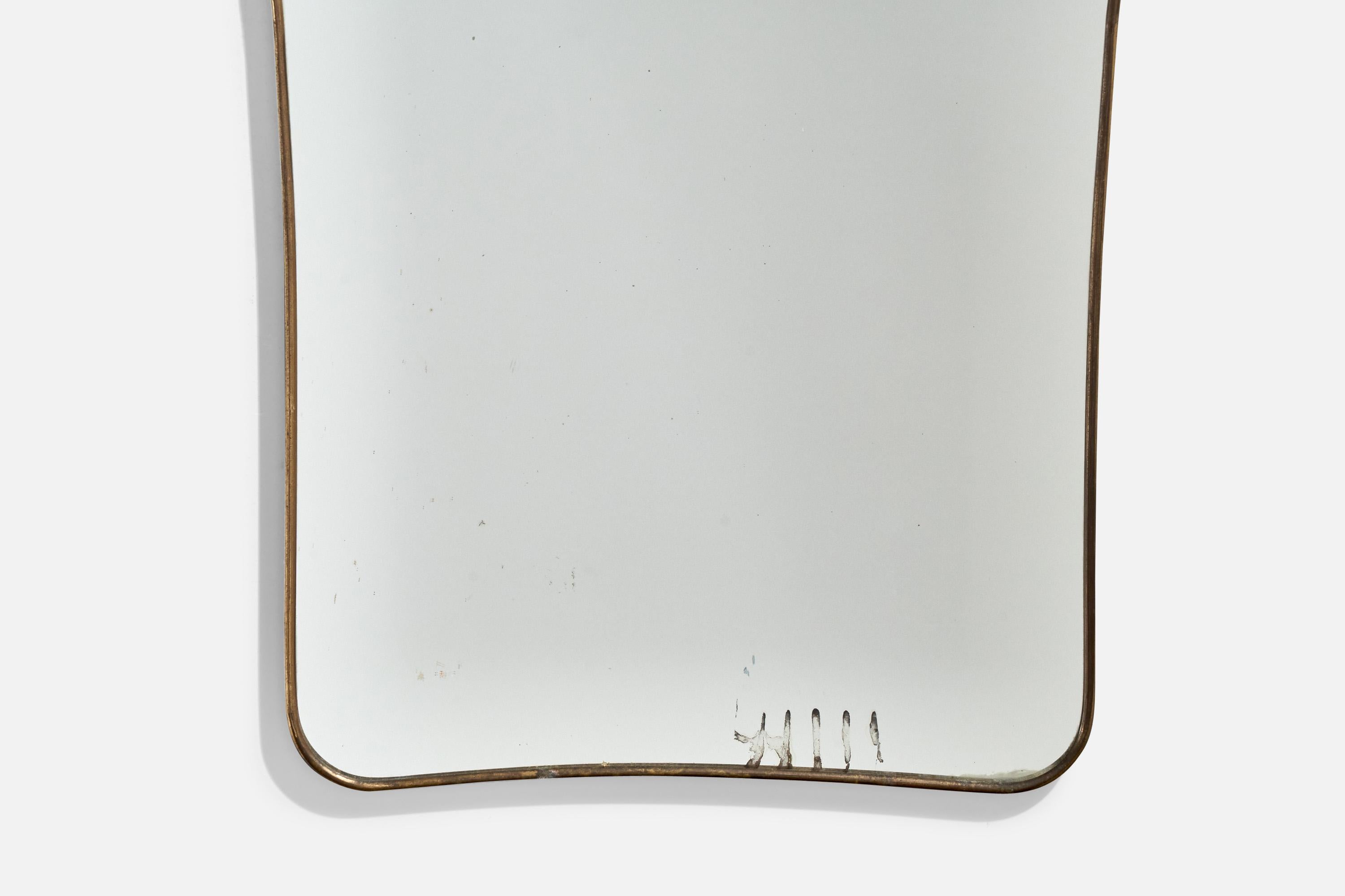 Metà XX secolo Fontana Arte, Specchio da parete, ottone, vetro a specchio, Italia, anni '40