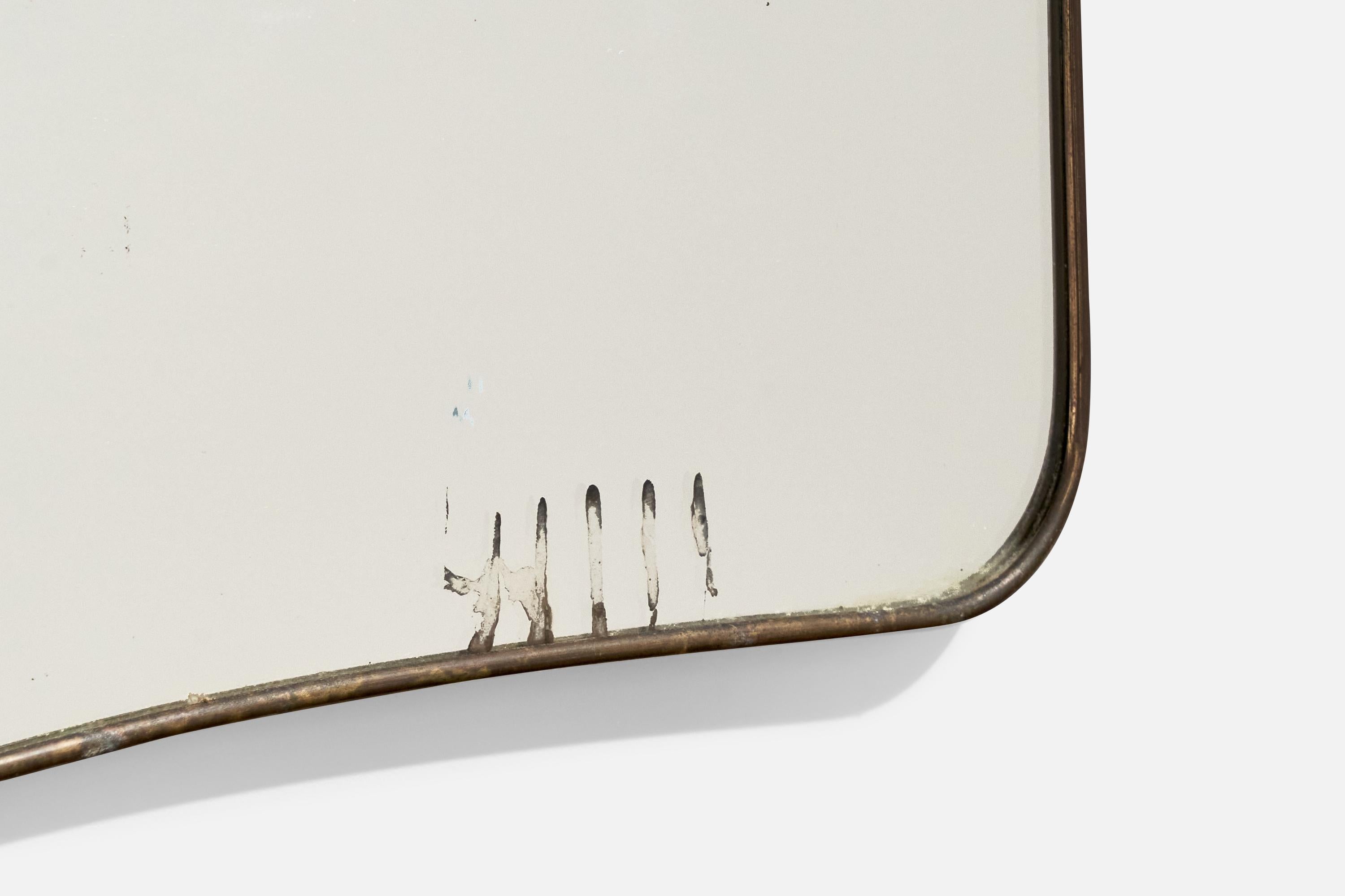 Ottone Fontana Arte, Specchio da parete, ottone, vetro a specchio, Italia, anni '40