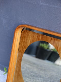 Fontana Arte Wall Mirror, Wood Frame, Mid-Century Modern, Italy, 1970s