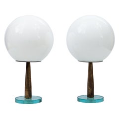 Fontana Arte White Ball Table Lamps Set of 2