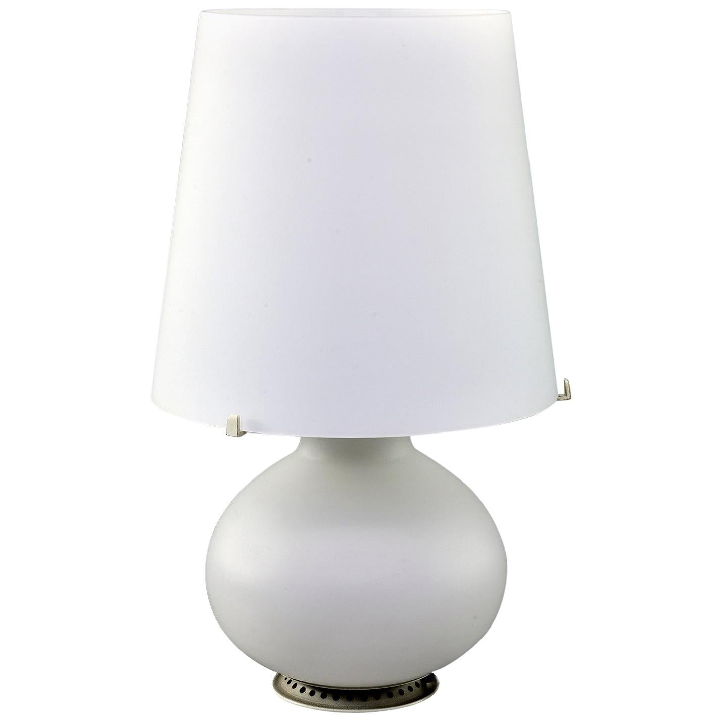 Fontana Arte White Satin Finish All Glass Lamp and Shade