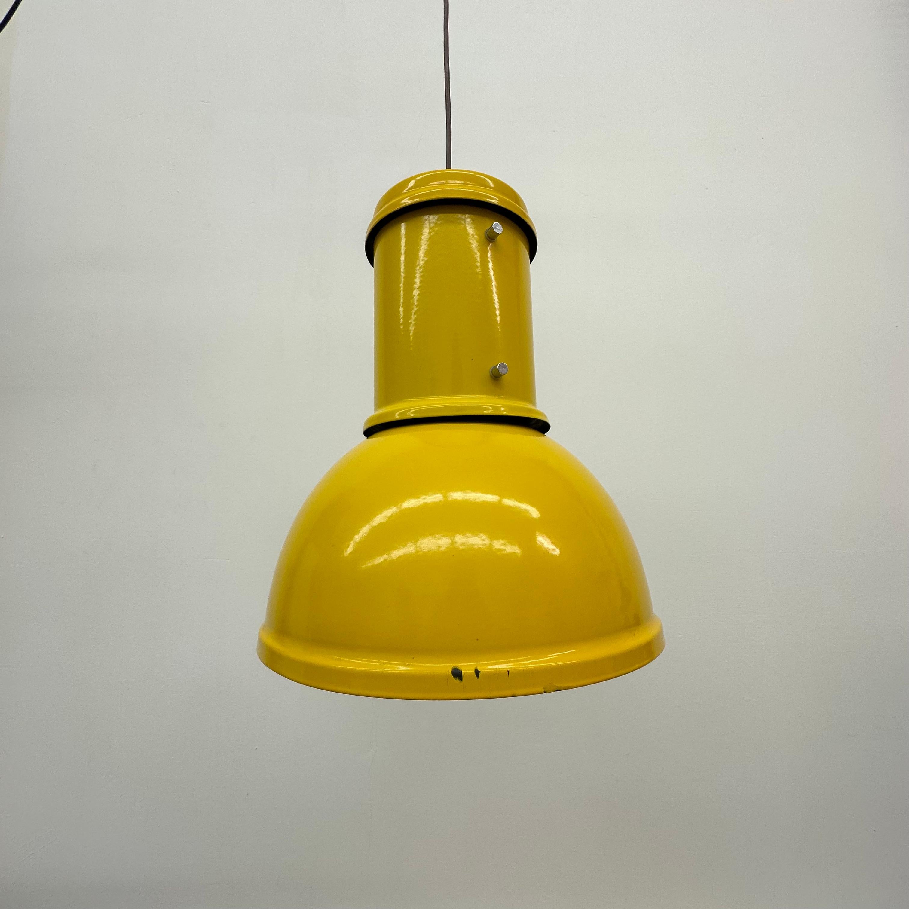 Fontana Arte yellow industrial hanging lamp , 1970’s For Sale 6