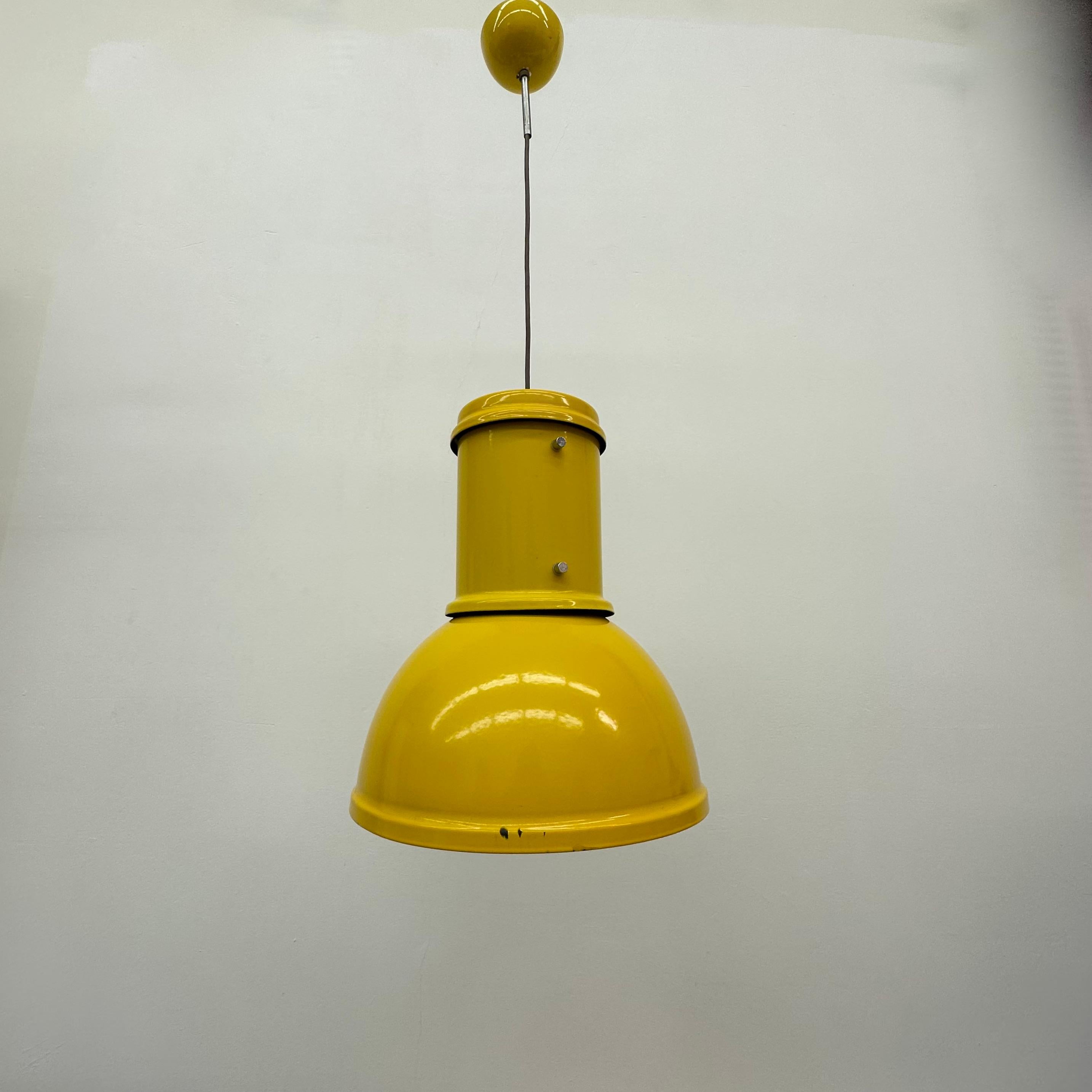 Fontana Arte yellow industrial hanging lamp , 1970’s For Sale 7