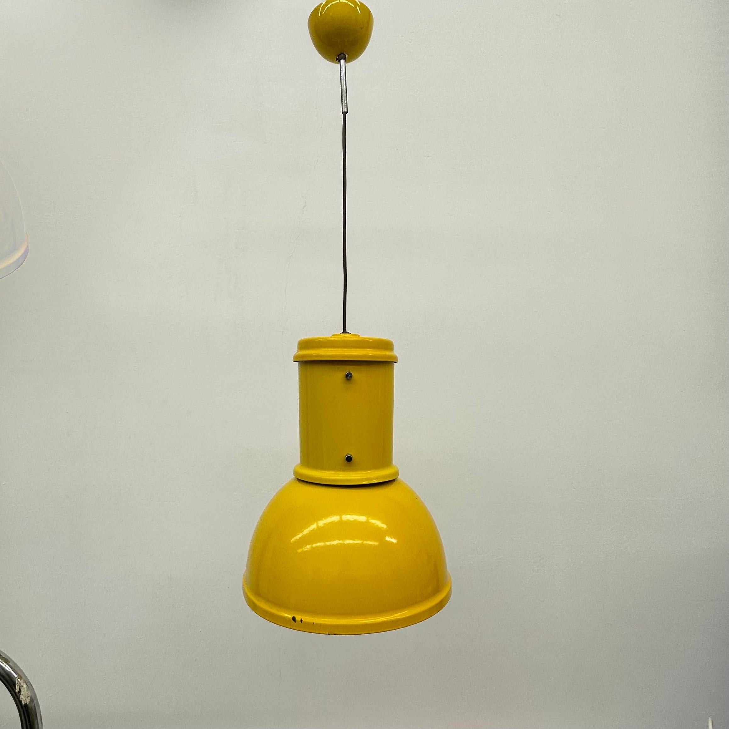 Fontana Arte yellow industrial hanging lamp , 1970’s For Sale 9