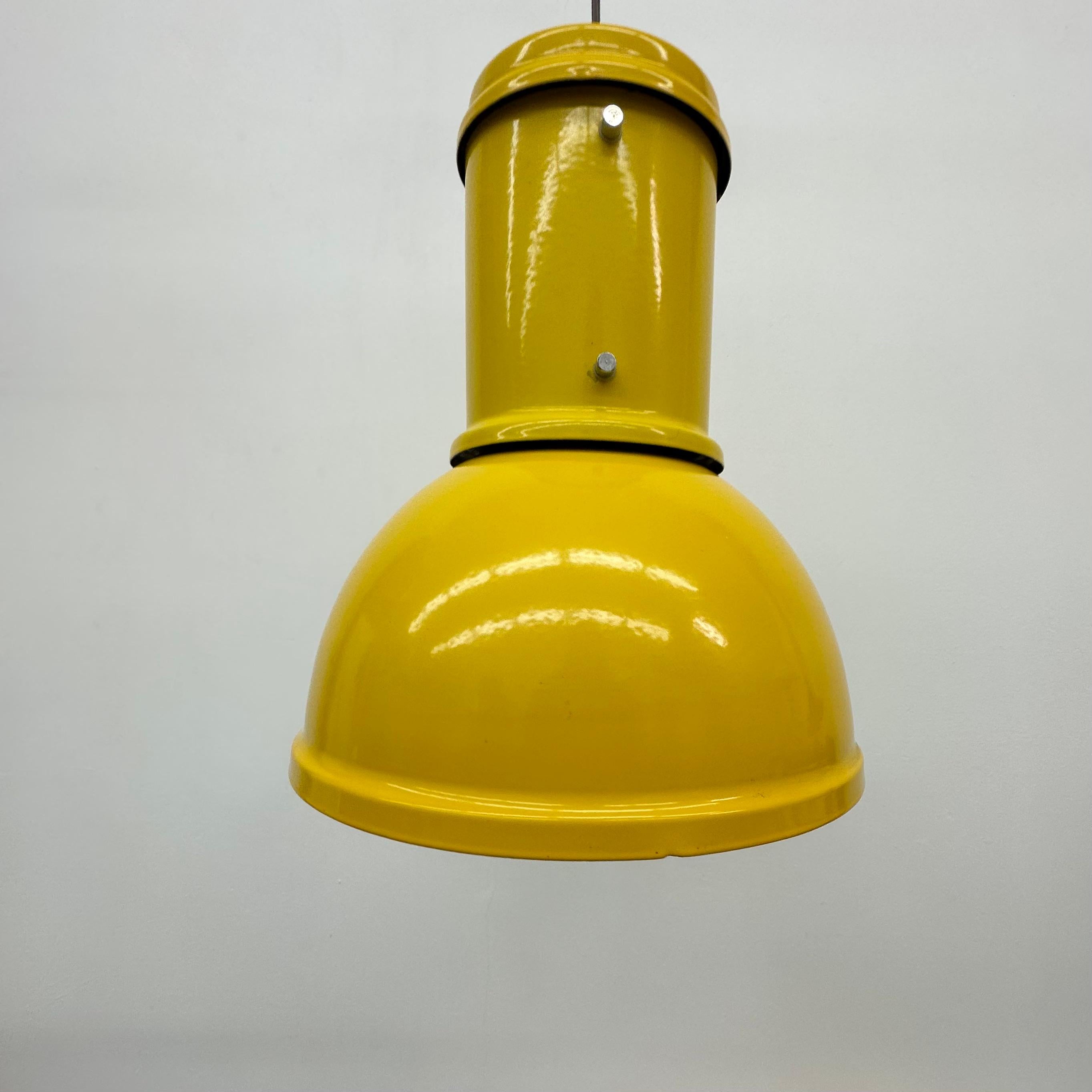Fontana Arte yellow industrial hanging lamp , 1970’s For Sale 11
