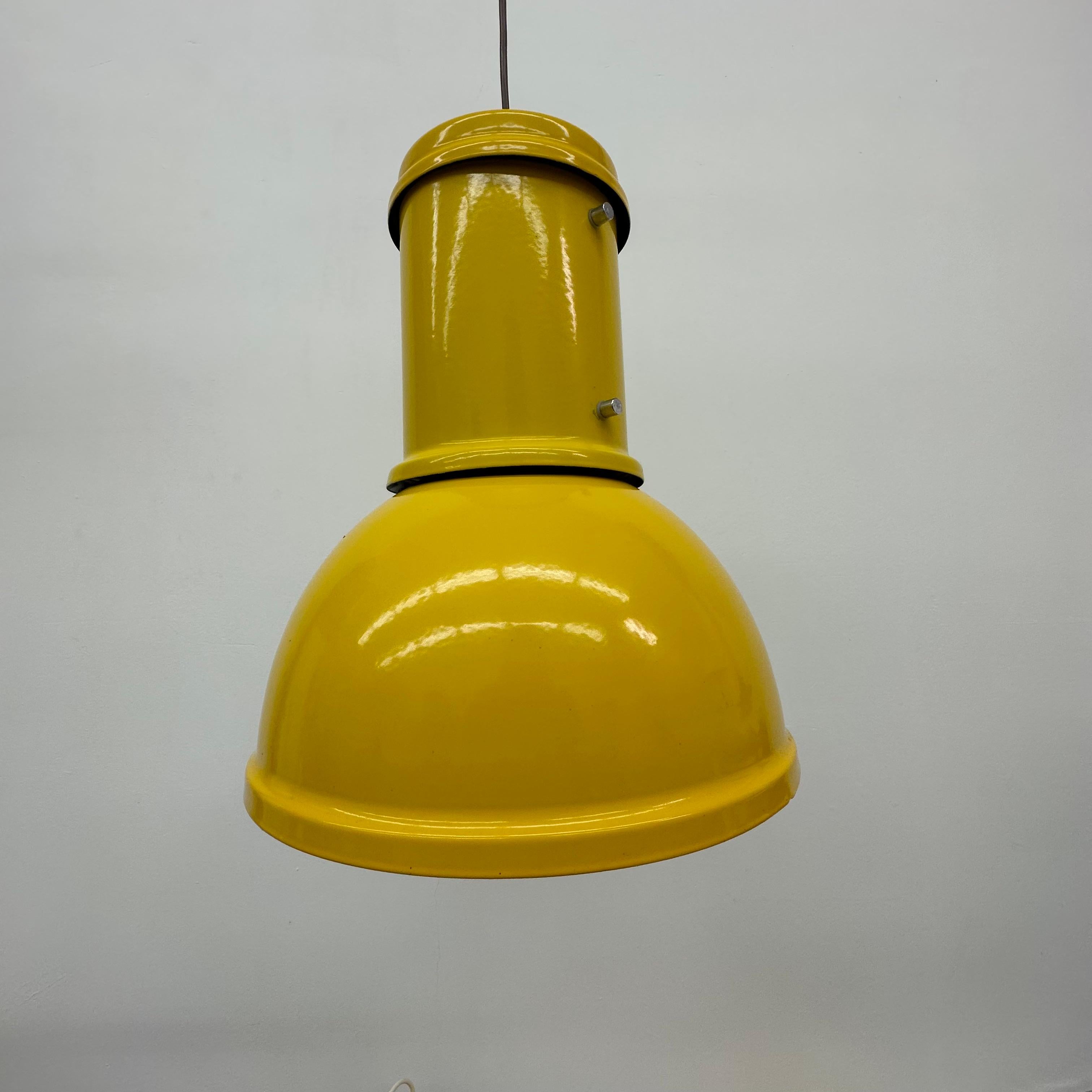Fontana Arte yellow industrial hanging lamp , 1970’s For Sale 12