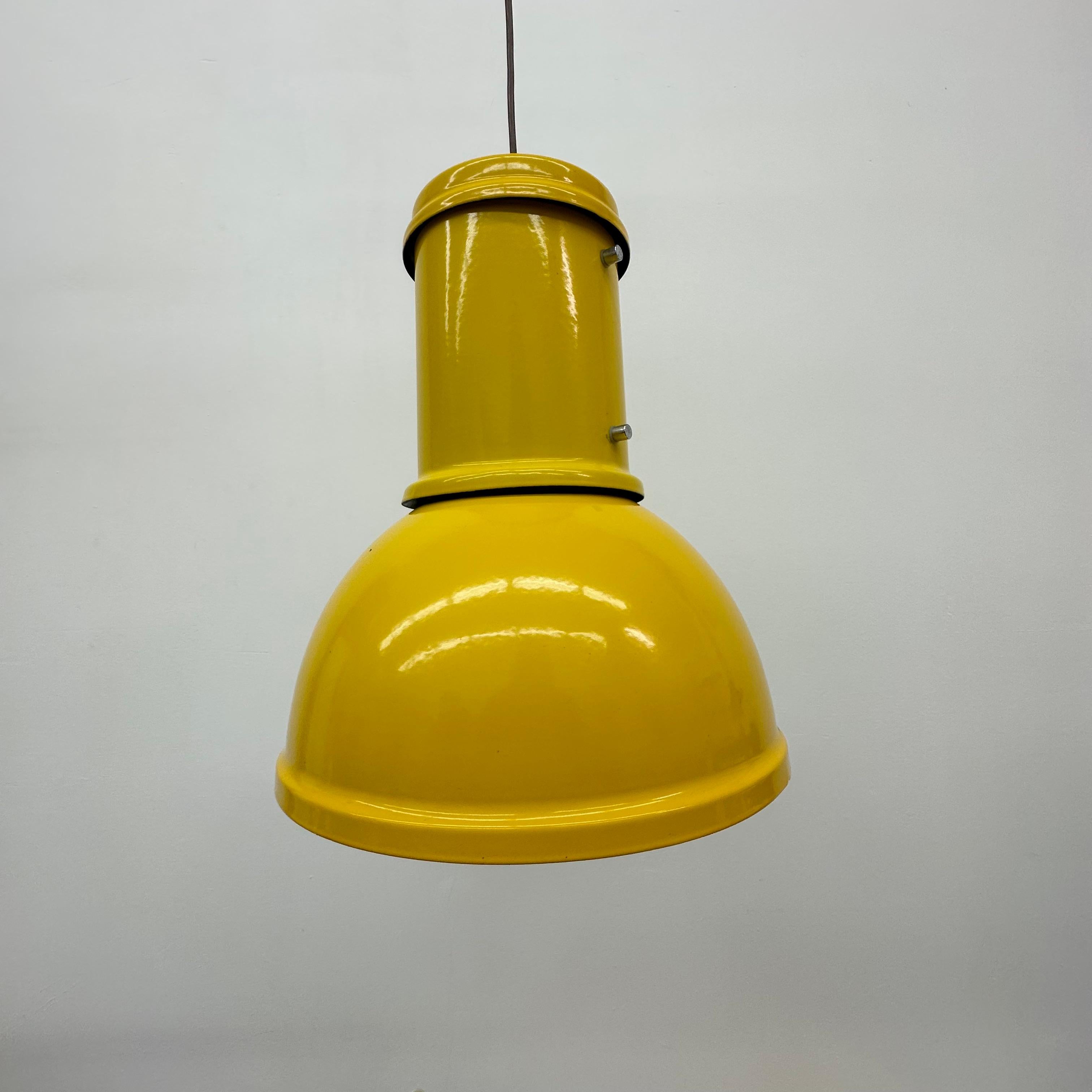 Fontana Arte yellow industrial hanging lamp , 1970’s For Sale 13