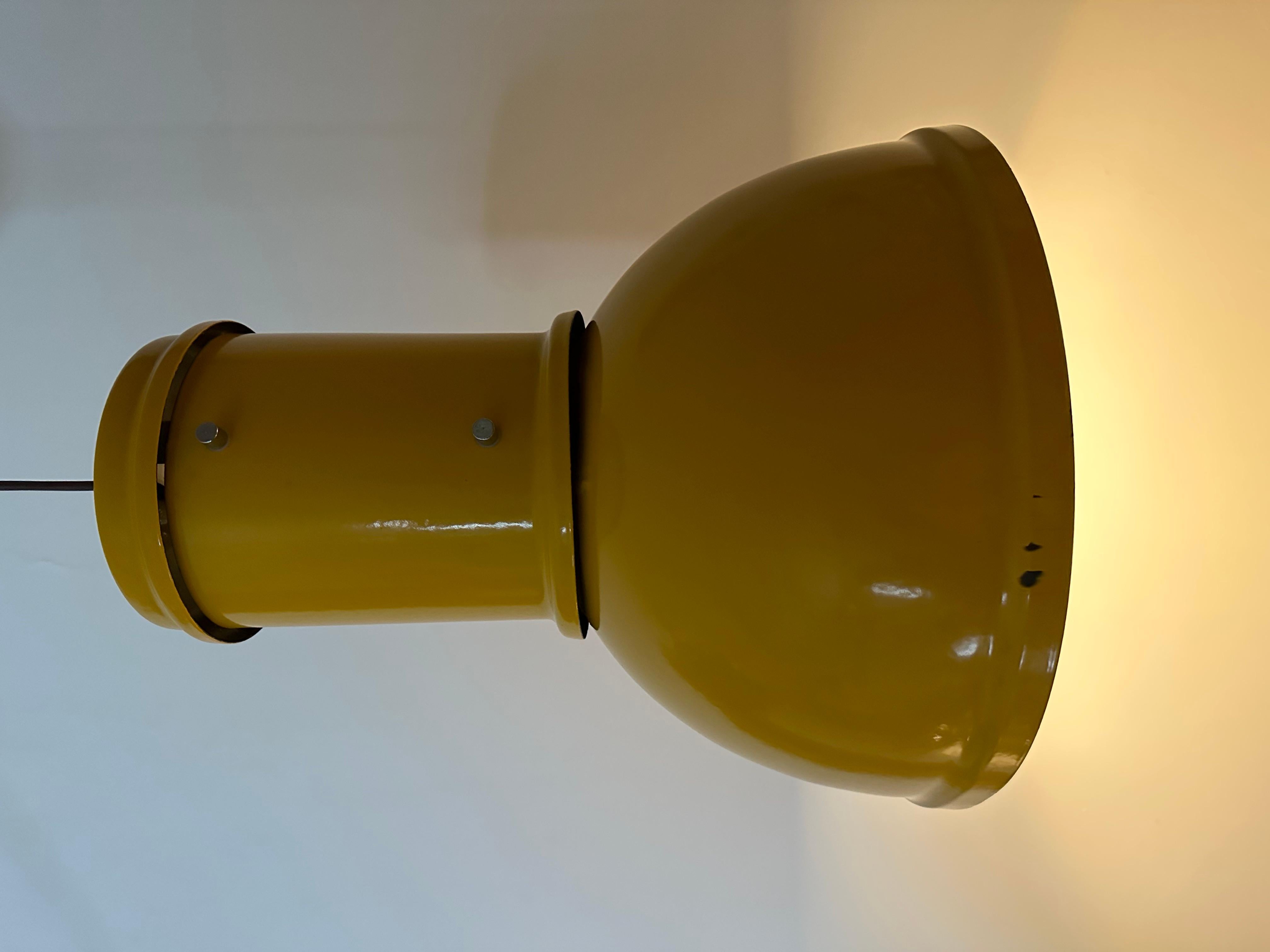Italian Fontana Arte yellow industrial hanging lamp , 1970’s For Sale