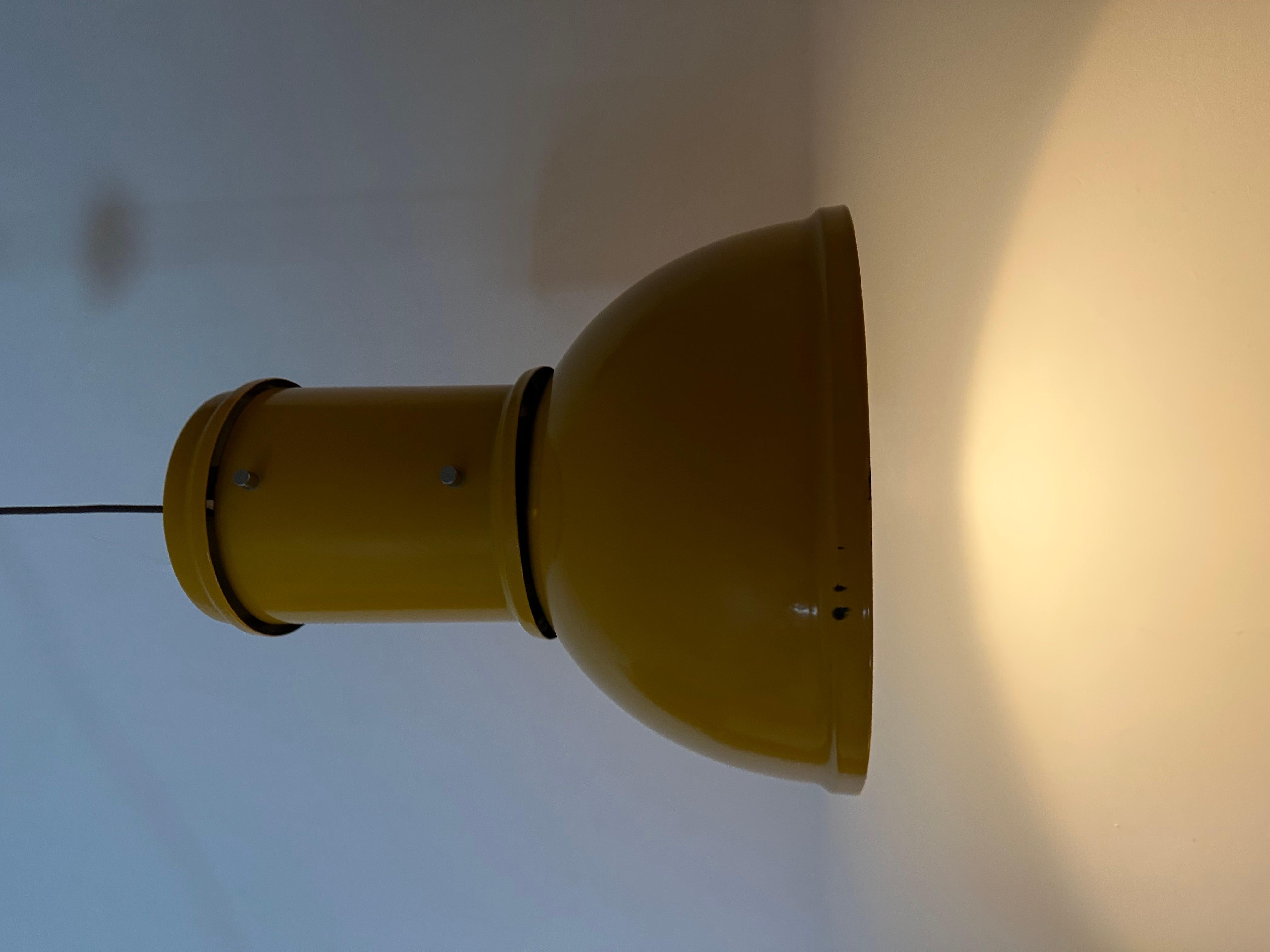 Late 20th Century Fontana Arte yellow industrial hanging lamp , 1970’s For Sale