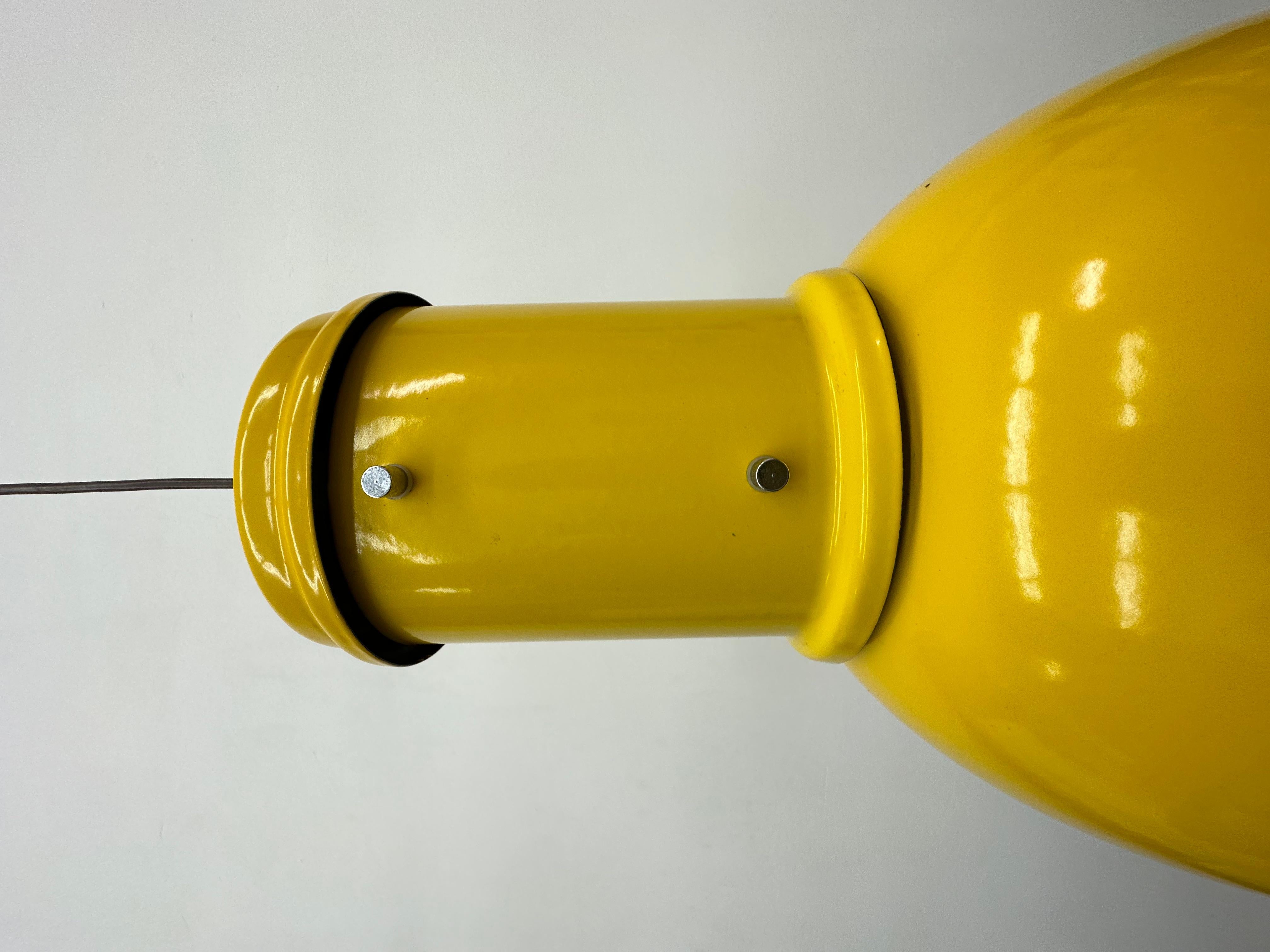 Fontana Arte yellow industrial hanging lamp , 1970’s For Sale 1