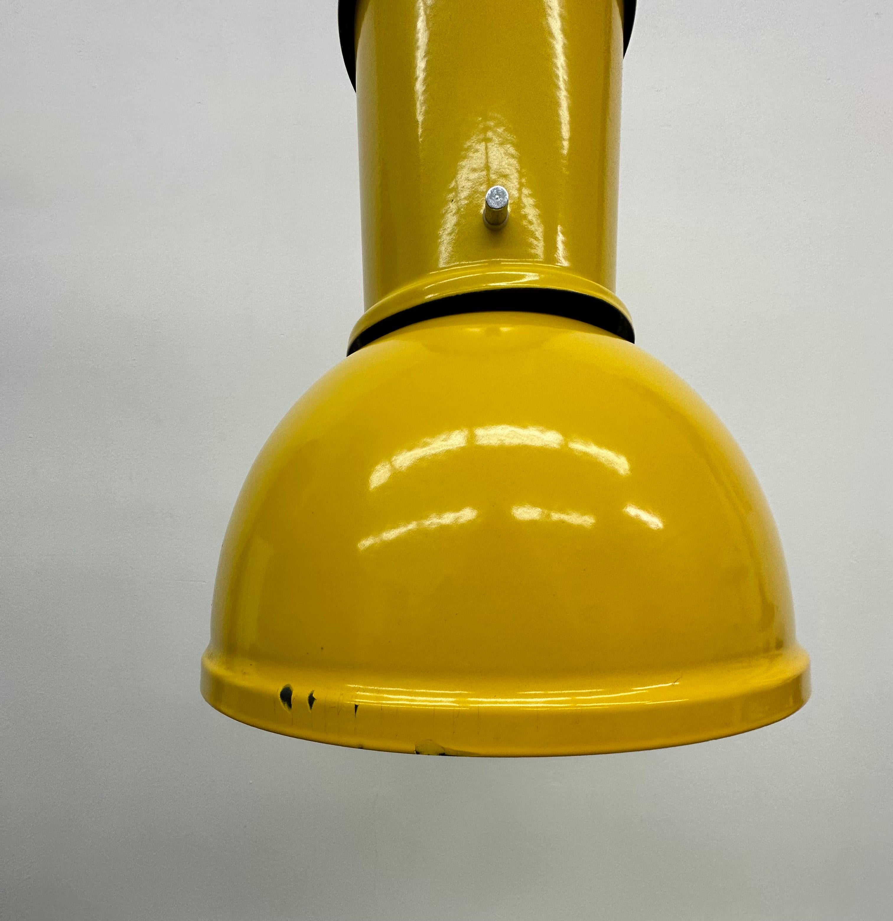 Fontana Arte yellow industrial hanging lamp , 1970’s For Sale 2