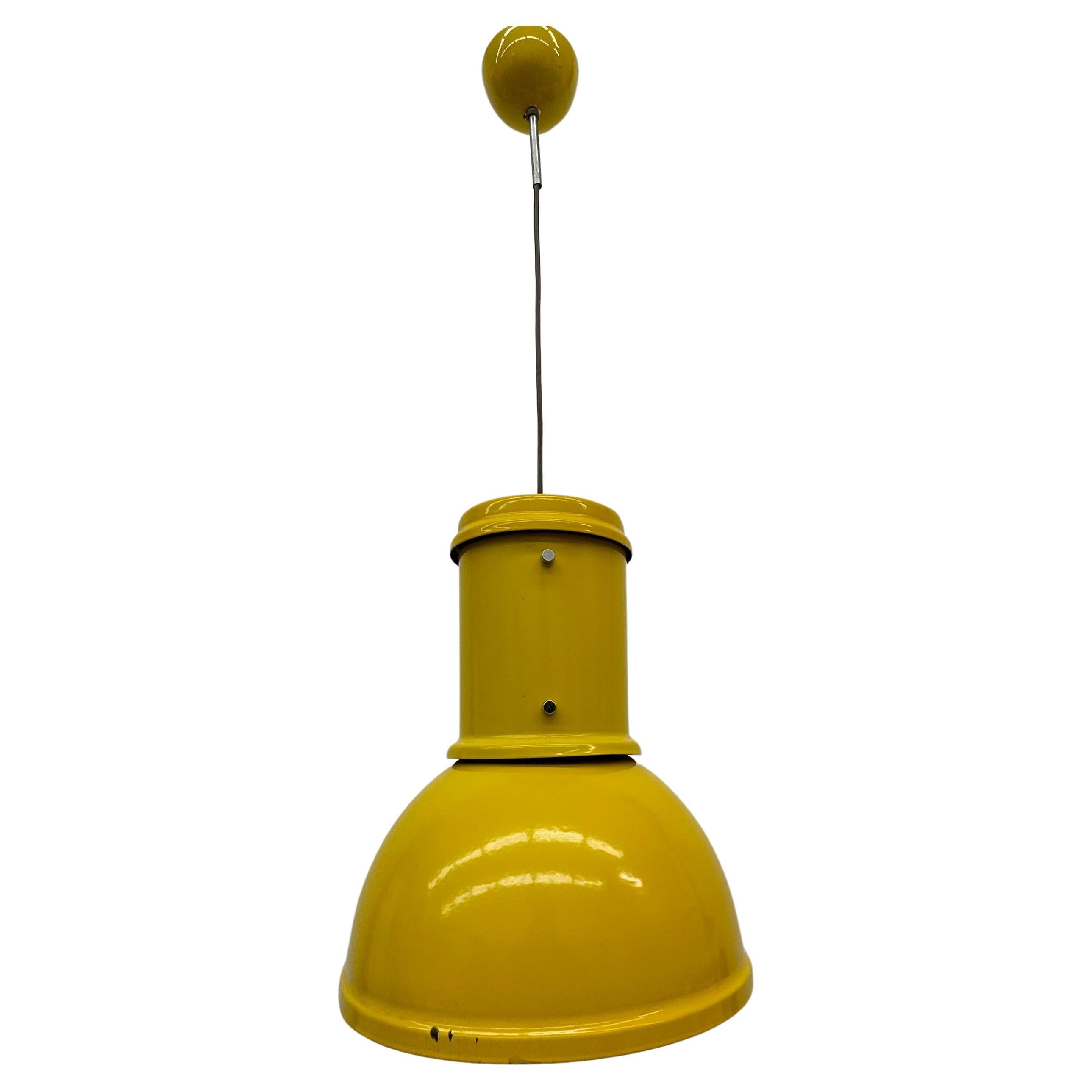 Fontana Arte yellow industrial hanging lamp , 1970’s