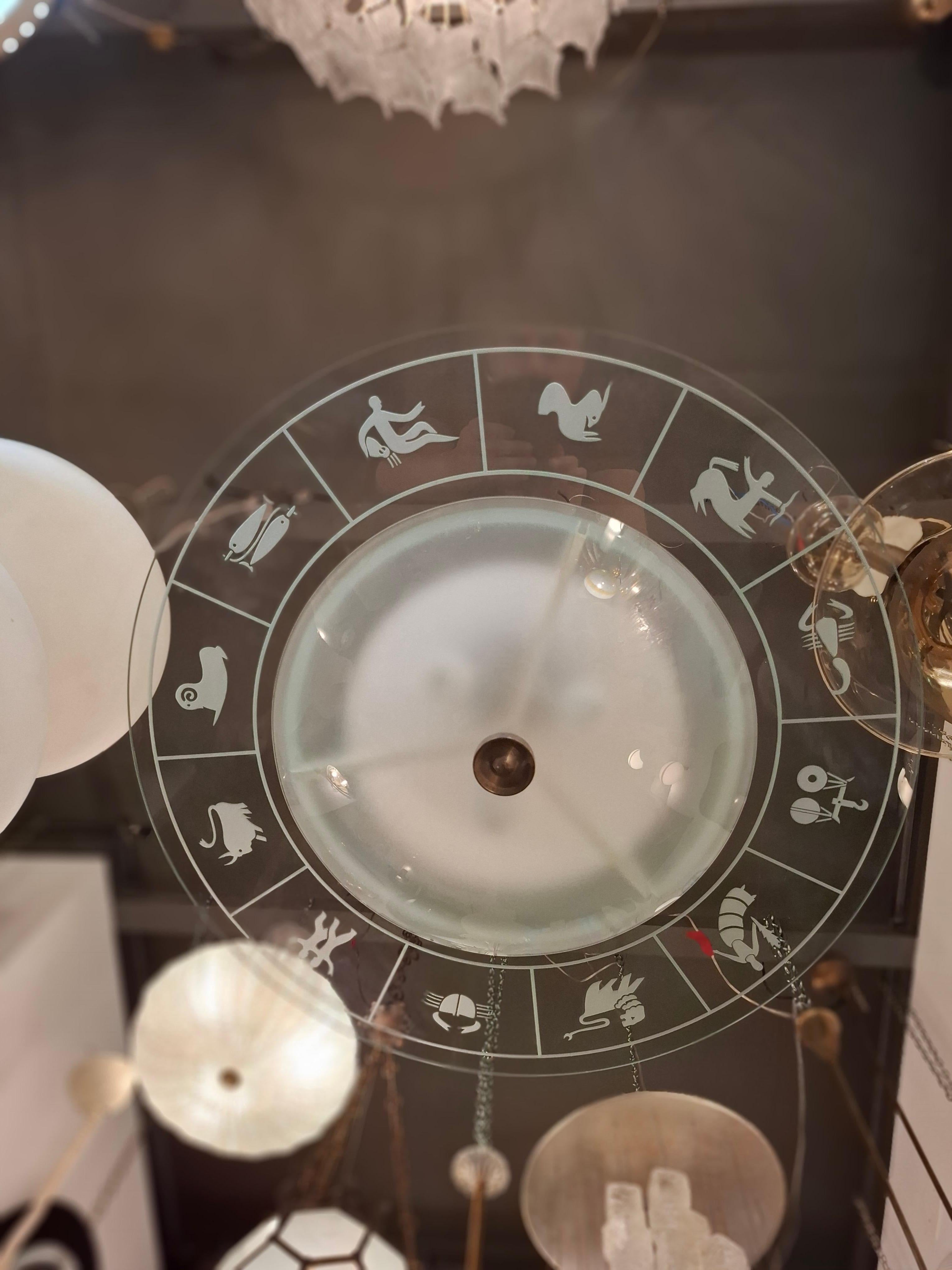 FONTANA ARTE ZOdIAC CHANDELIER VIDRIO METAL CROME 1950 ITALIA en venta 6