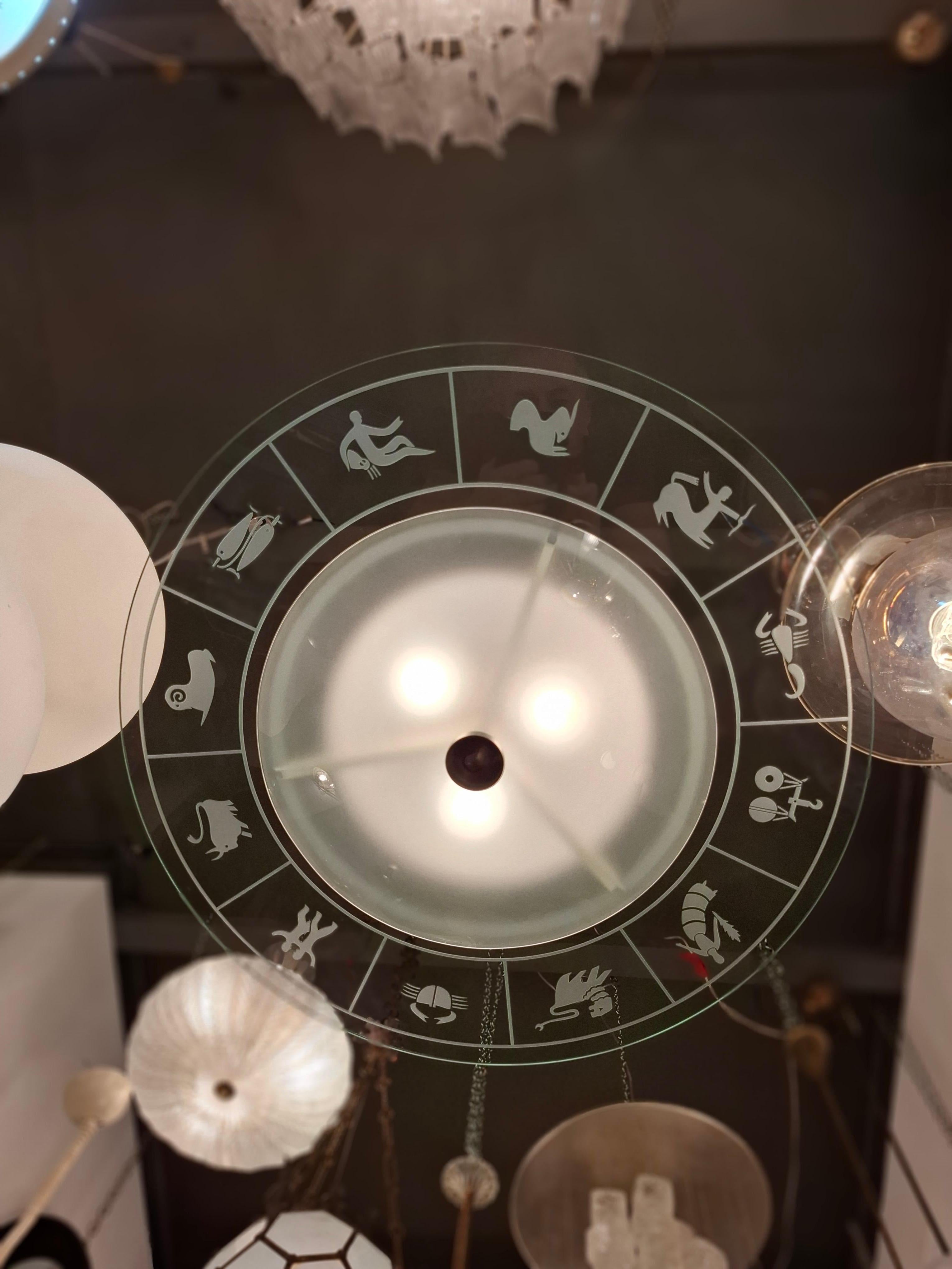 FONTANA ARTE ZOdIAC CHANDELIER VIDRIO METAL CROME 1950 ITALIA en venta 7