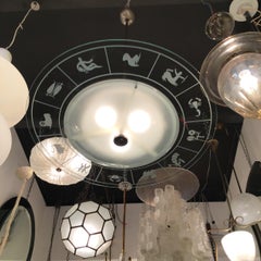 FONTANA ARTE ZOdIAC CHANDELIER GLASS METAL CROME 1950 ITALY