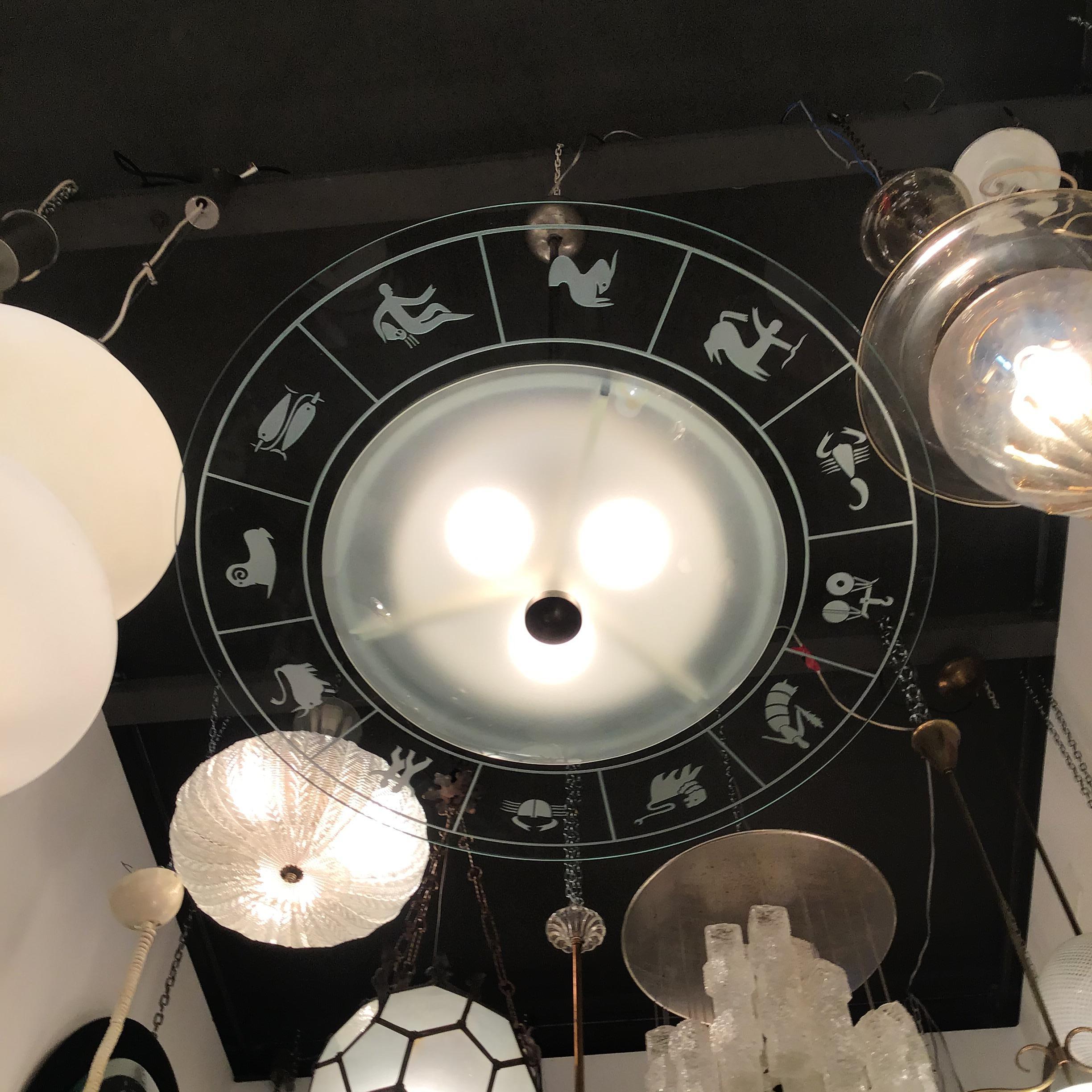 FONTANA ARTE ZOdIAC CHANDELIER VIDRIO METAL CROME 1950 ITALIA Vidrio en venta