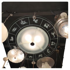 FONTANA ARTE ZOdIAC CHANDELIER VERRE METAL CROME 1950 ITALIE