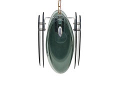Fontana Arte stile metà del secolo Moderno in vetro e cromo Apparecchio a sospensione 1960s