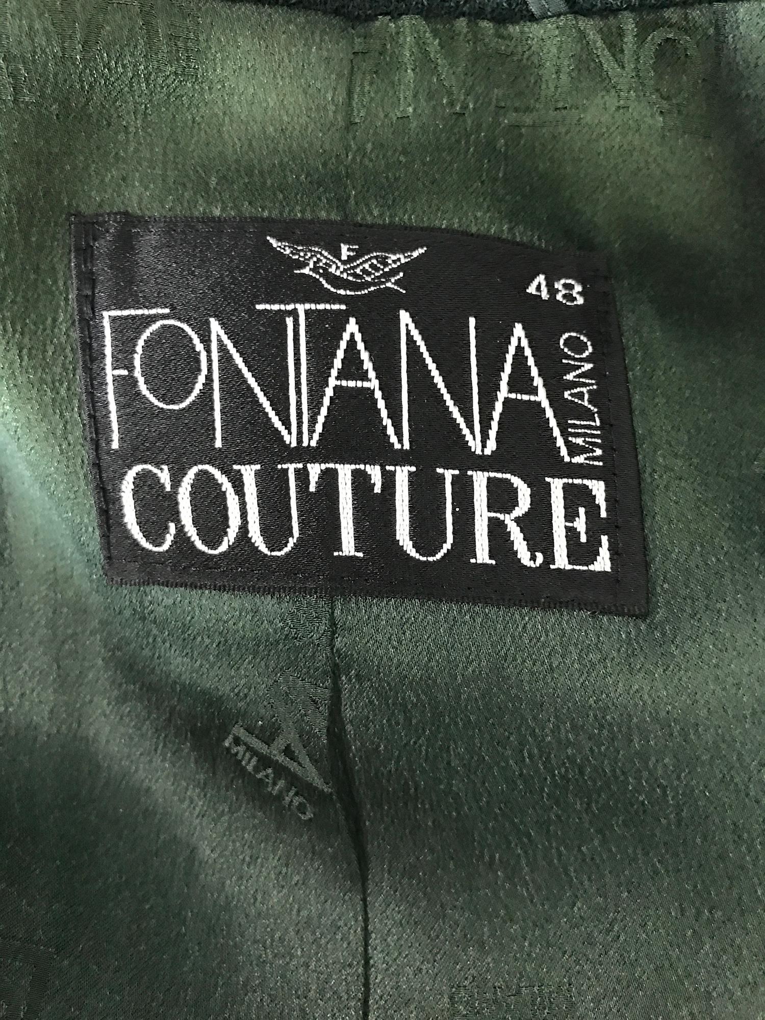 Fontana Couture Milano Dark Forest Green Zipper Front Jacket 48 7