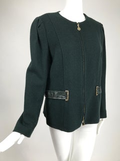 Fontana Couture Milano Giacca con zip frontale verde foresta scuro 48