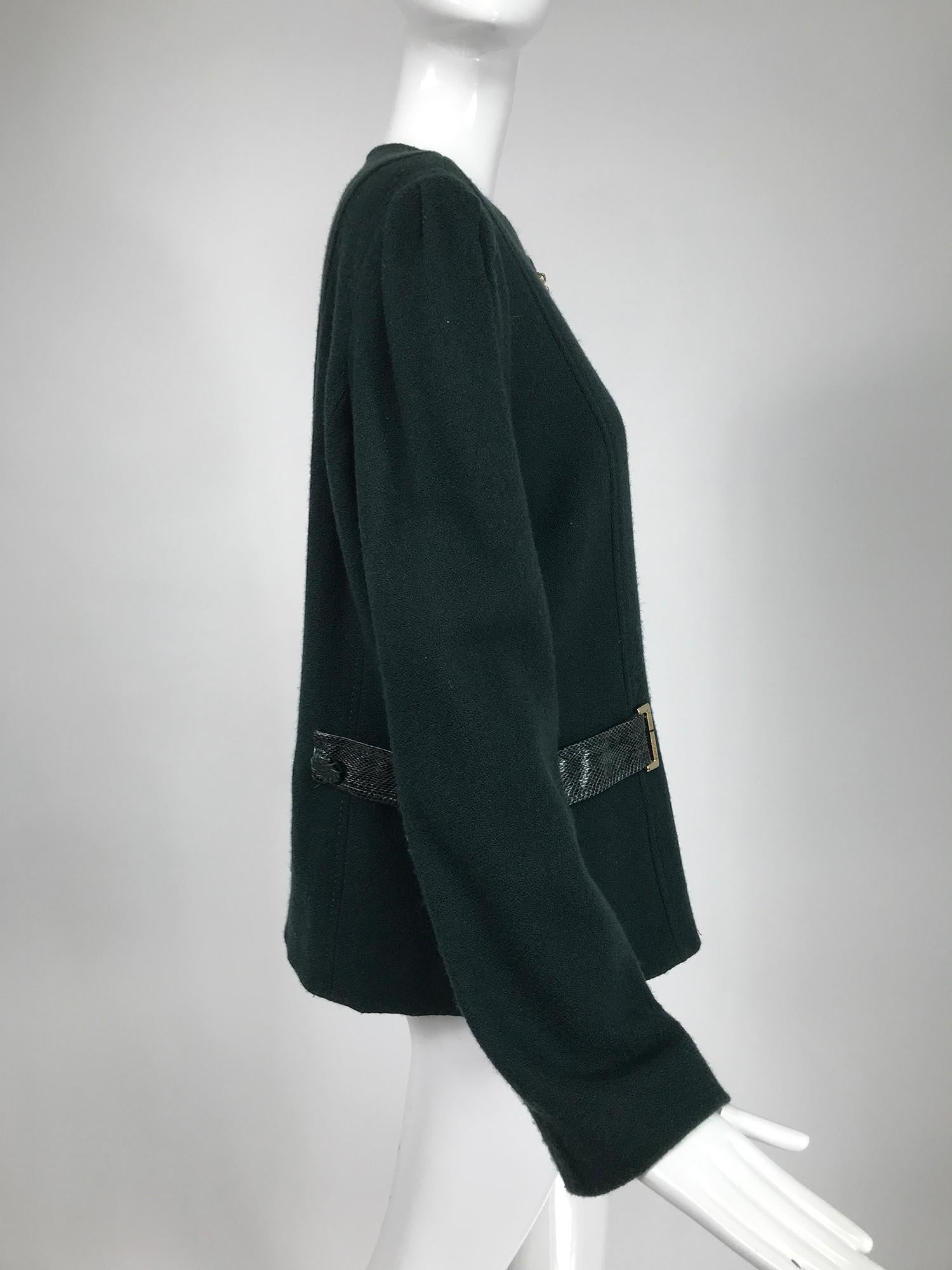 Black Fontana Couture Milano Dark Forest Green Zipper Front Jacket 48