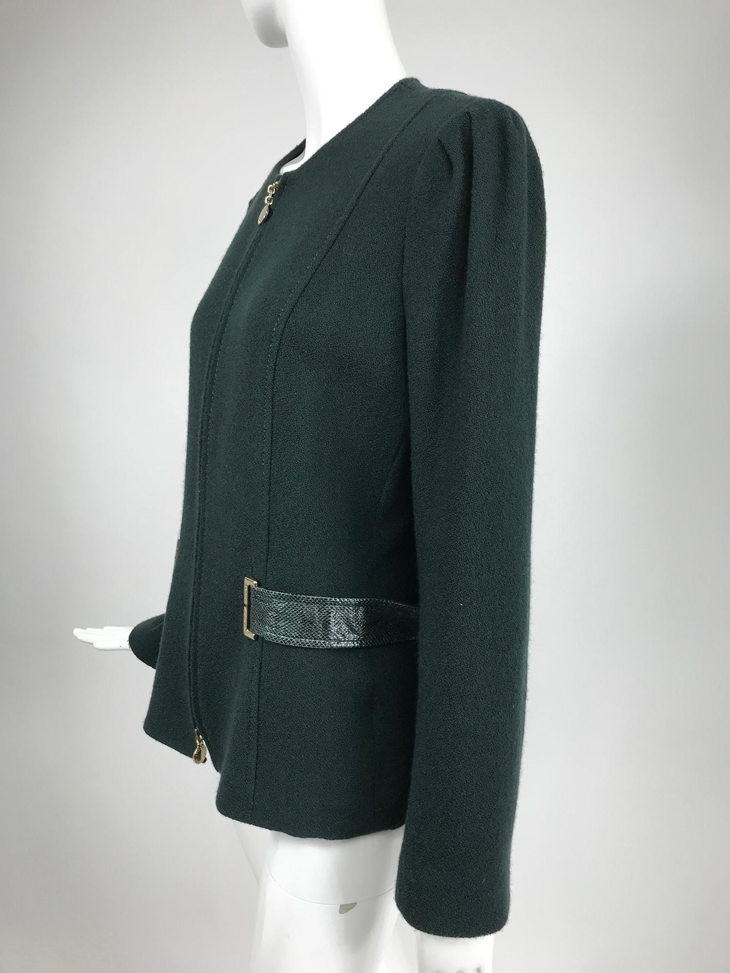Fontana Couture Milano Dark Forest Green Zipper Front Jacket 48 2