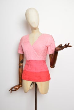 Fontana Couture Milano hand Pleated sculpted silk Pink Blouse