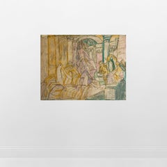 Fontana Di Trevi Painting, 2000s Art Painting Artwork Pastels Abstract Italian