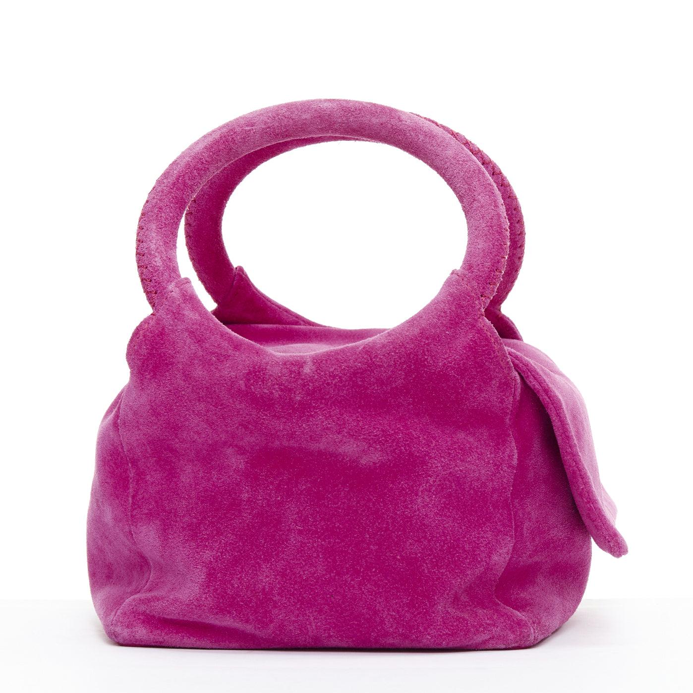 FONTANA MILANO fuchsia-rosa Wildleder-Logo-Tasche mit schlabberigem Griff Damen