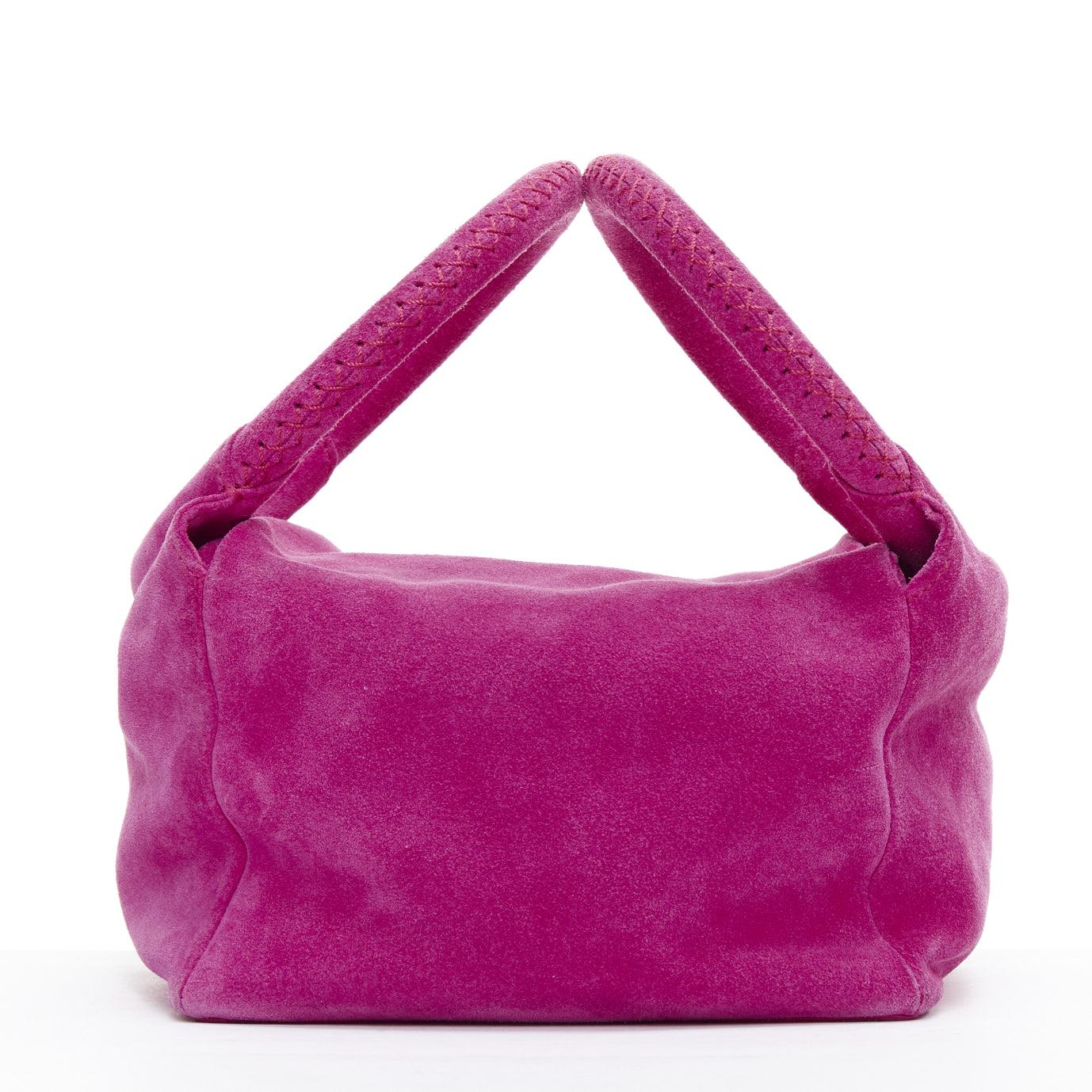 FONTANA MILANO fuchsia-rosa Wildleder-Logo-Tasche mit schlabberigem Griff 1