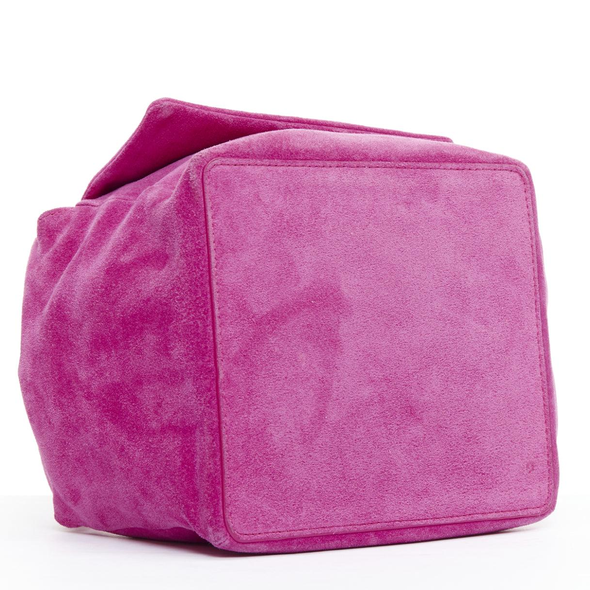 FONTANA MILANO fuchsia-rosa Wildleder-Logo-Tasche mit schlabberigem Griff 2
