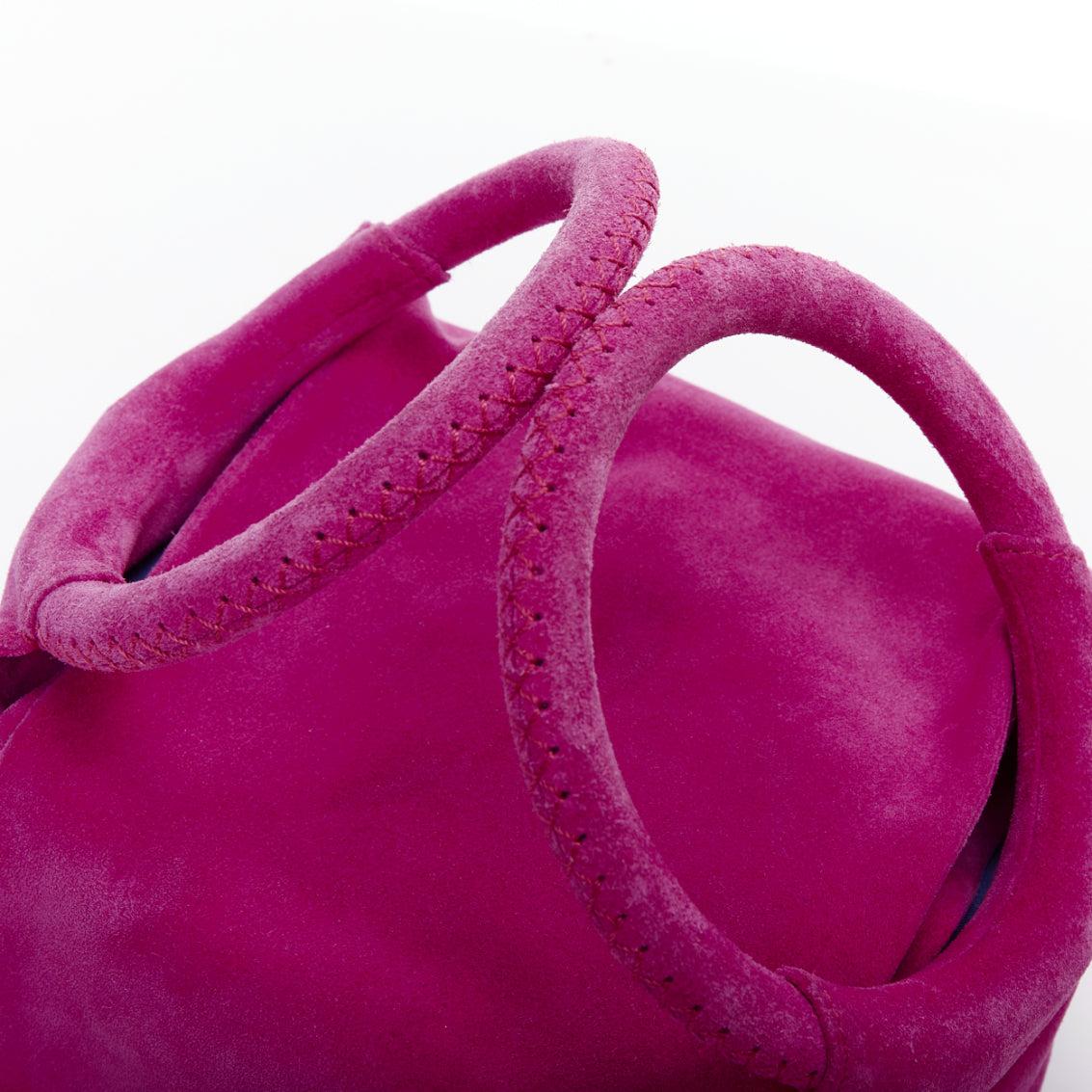 FONTANA MILANO fuchsia-rosa Wildleder-Logo-Tasche mit schlabberigem Griff 3