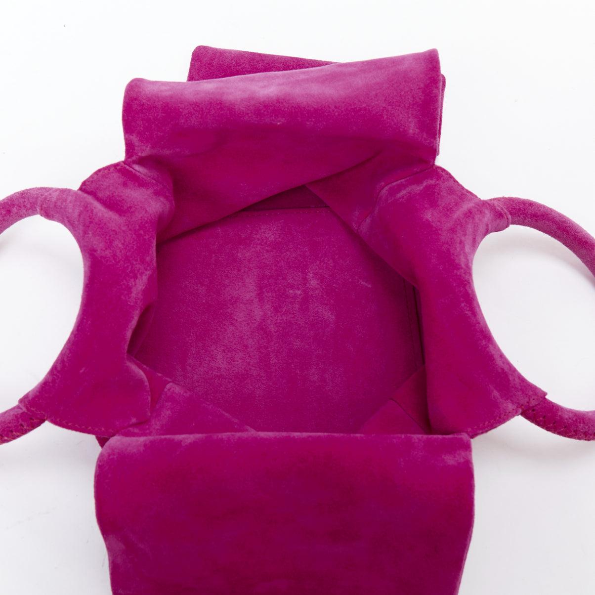 FONTANA MILANO fuchsia-rosa Wildleder-Logo-Tasche mit schlabberigem Griff 5