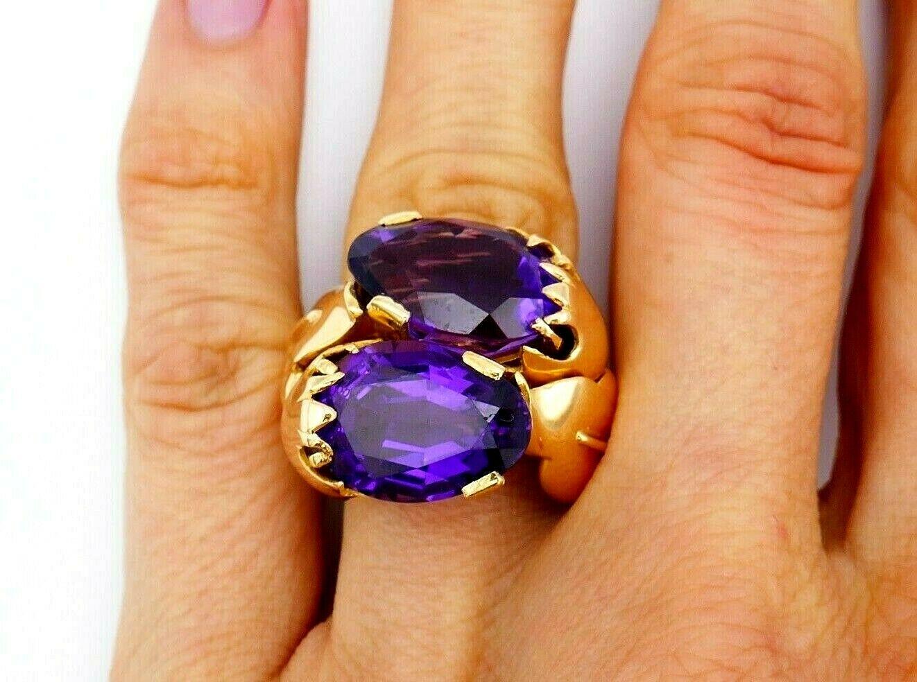 Fontana Yellow Gold Amethyst Blossom Ring at 1stDibs
