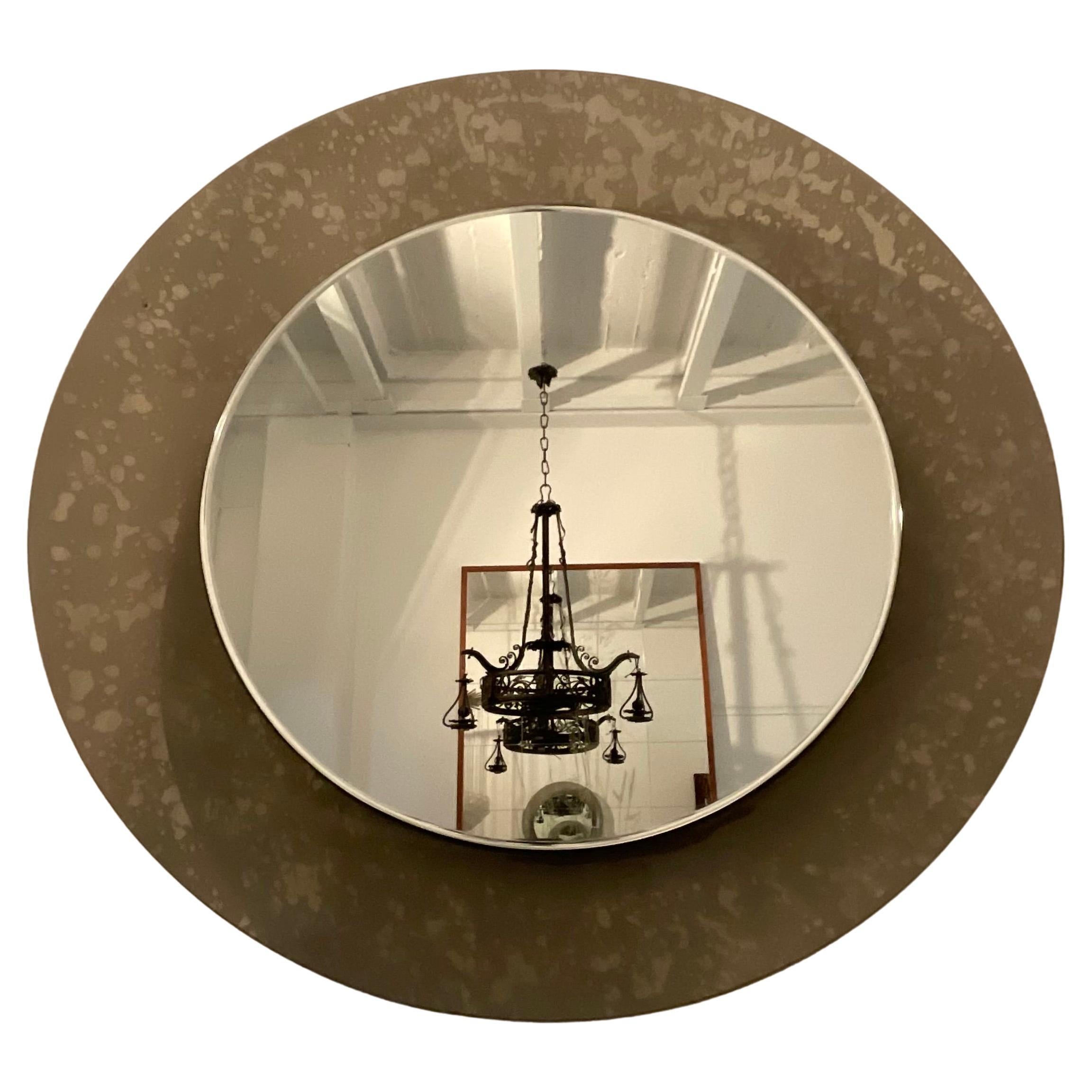 Mid-Century Modern FONTANARTE - Erwing BURGER - Hanging mirror - curved and etched glass. For Sale