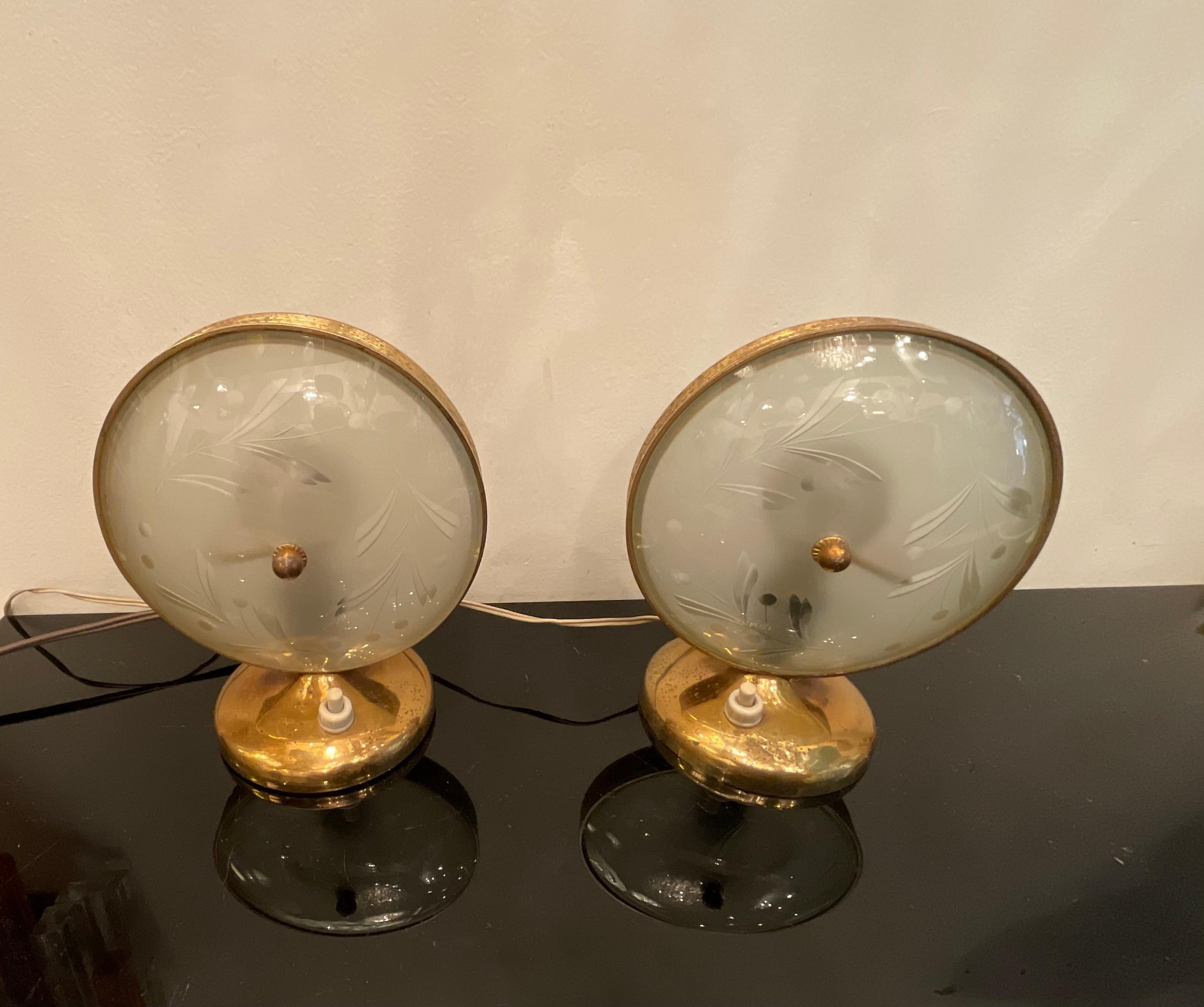 Italian FONTANARTE - Pietro Chiesa - Pair of lamps 1950s For Sale