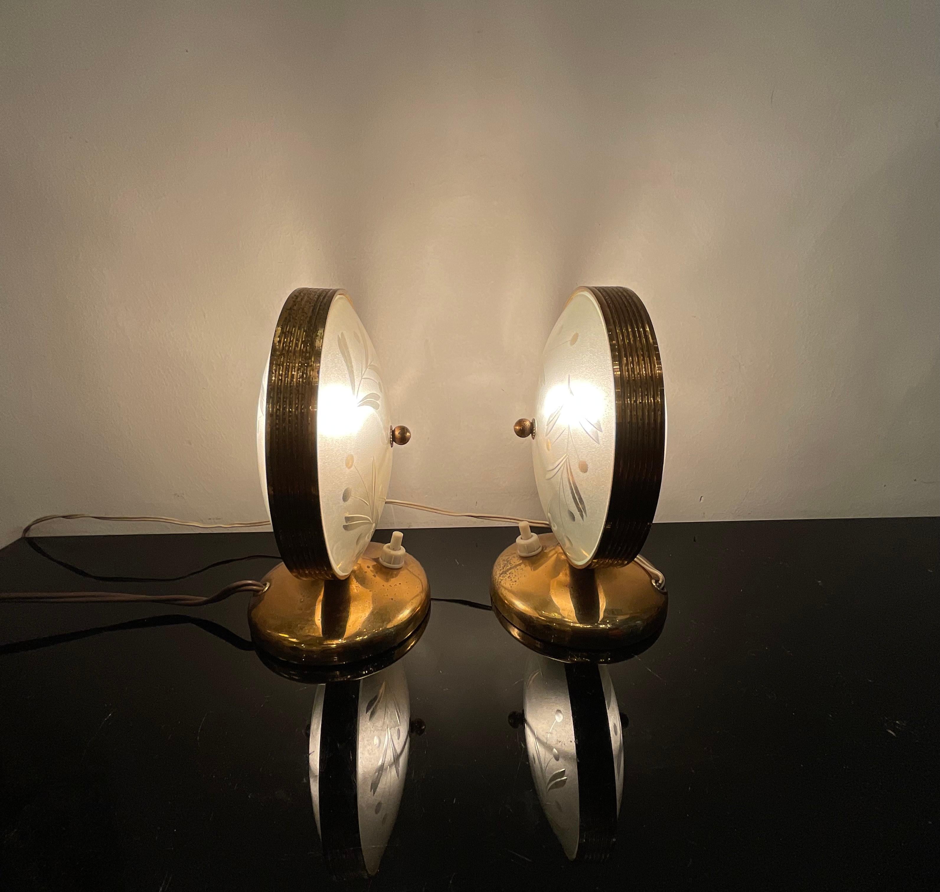 FONTANARTE - Pietro Chiesa - Pair of lamps 1950s In Good Condition For Sale In Milano, IT