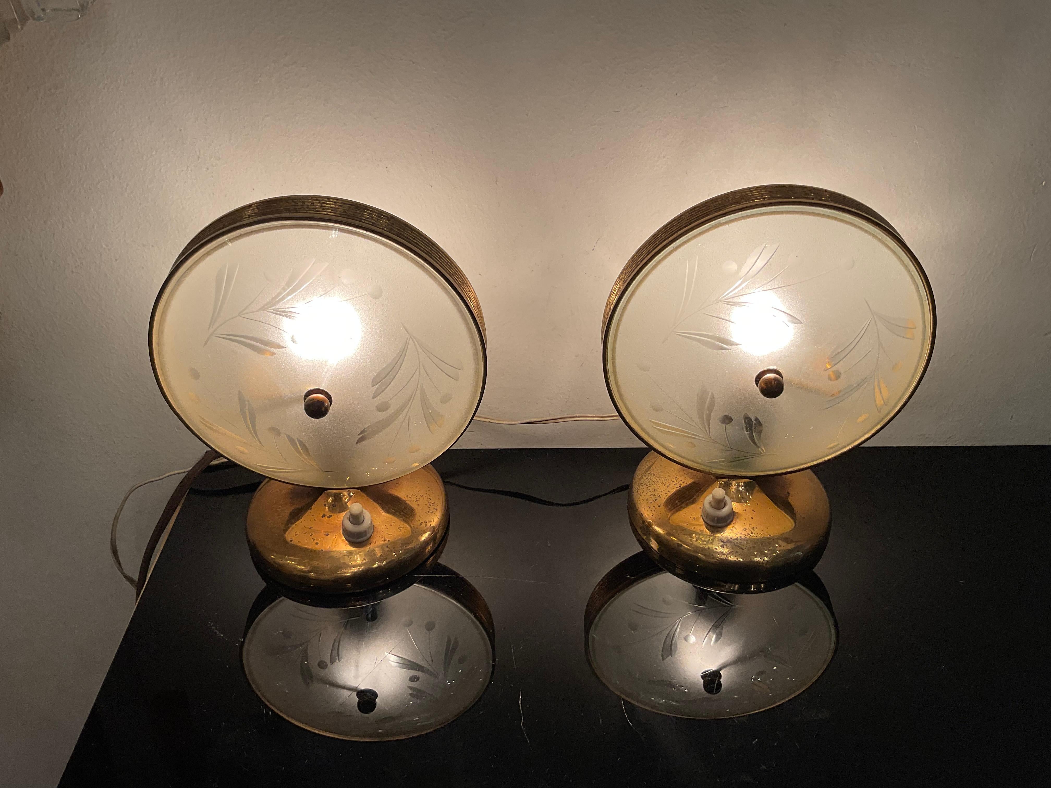 Brass FONTANARTE - Pietro Chiesa - Pair of lamps 1950s For Sale