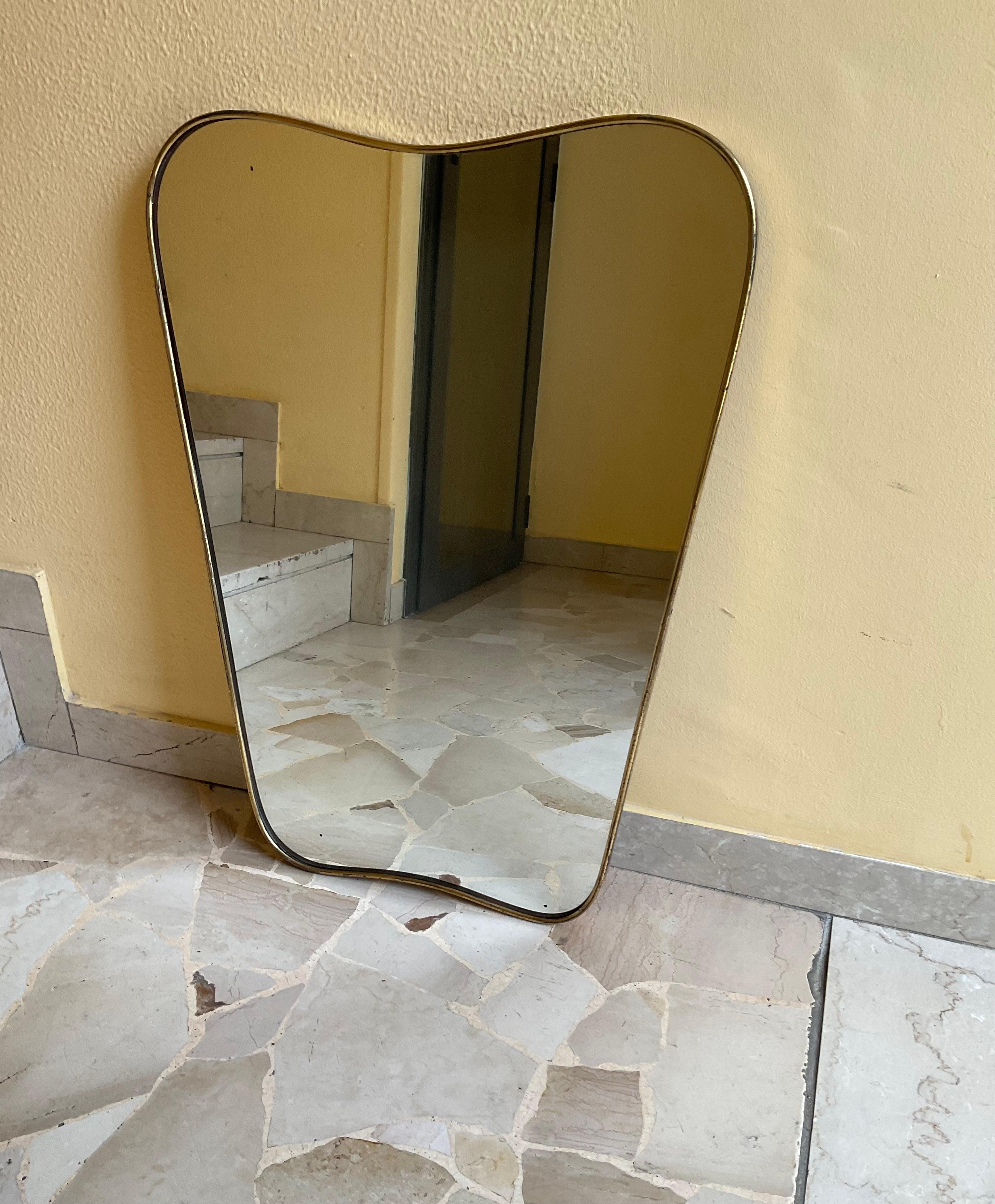 Laiton FONTANARTE - PIETRO CHIESA - Miroir des années 1950 - Made in. ITALIE en vente