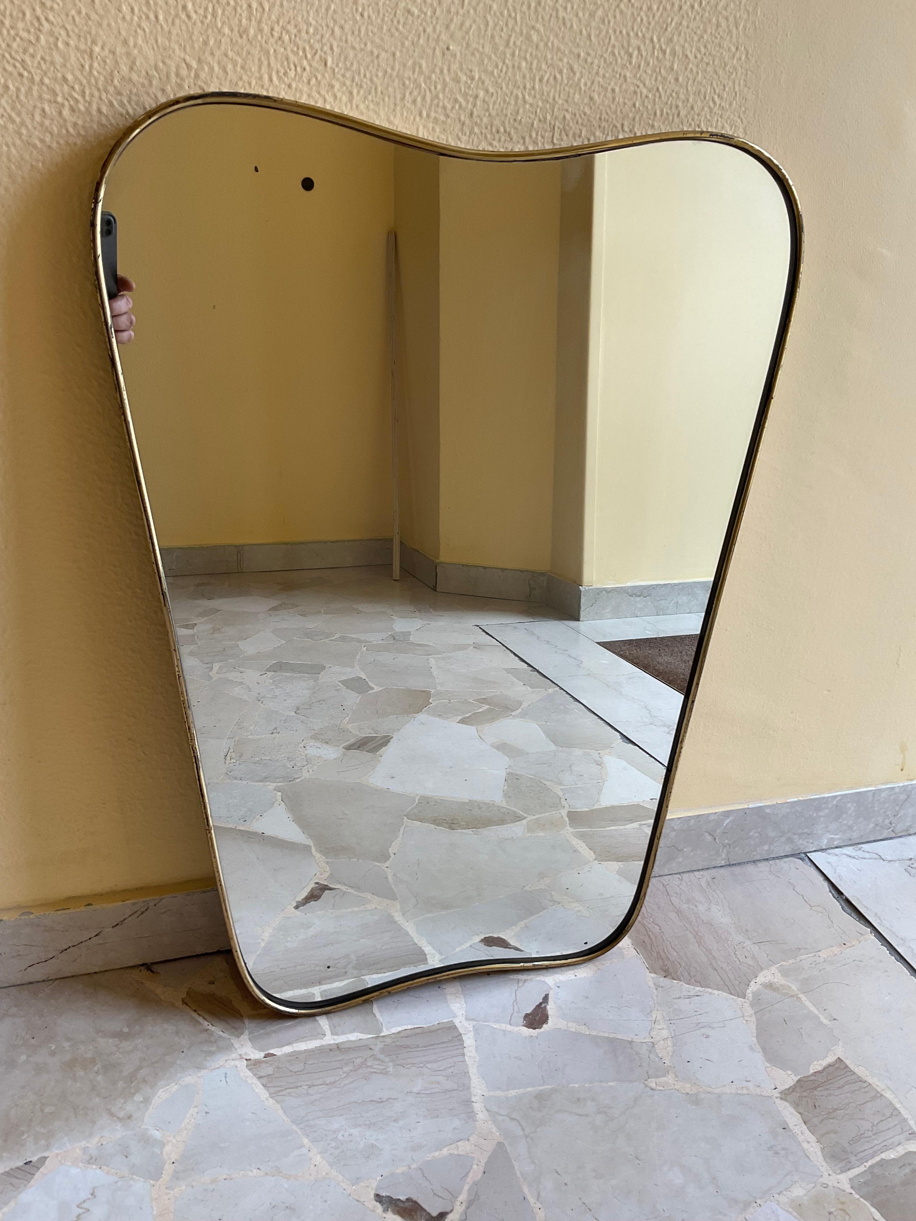 FONTANARTE - Pietro CHIESA - mirror with brass frame - ITALY 1950s For Sale 5