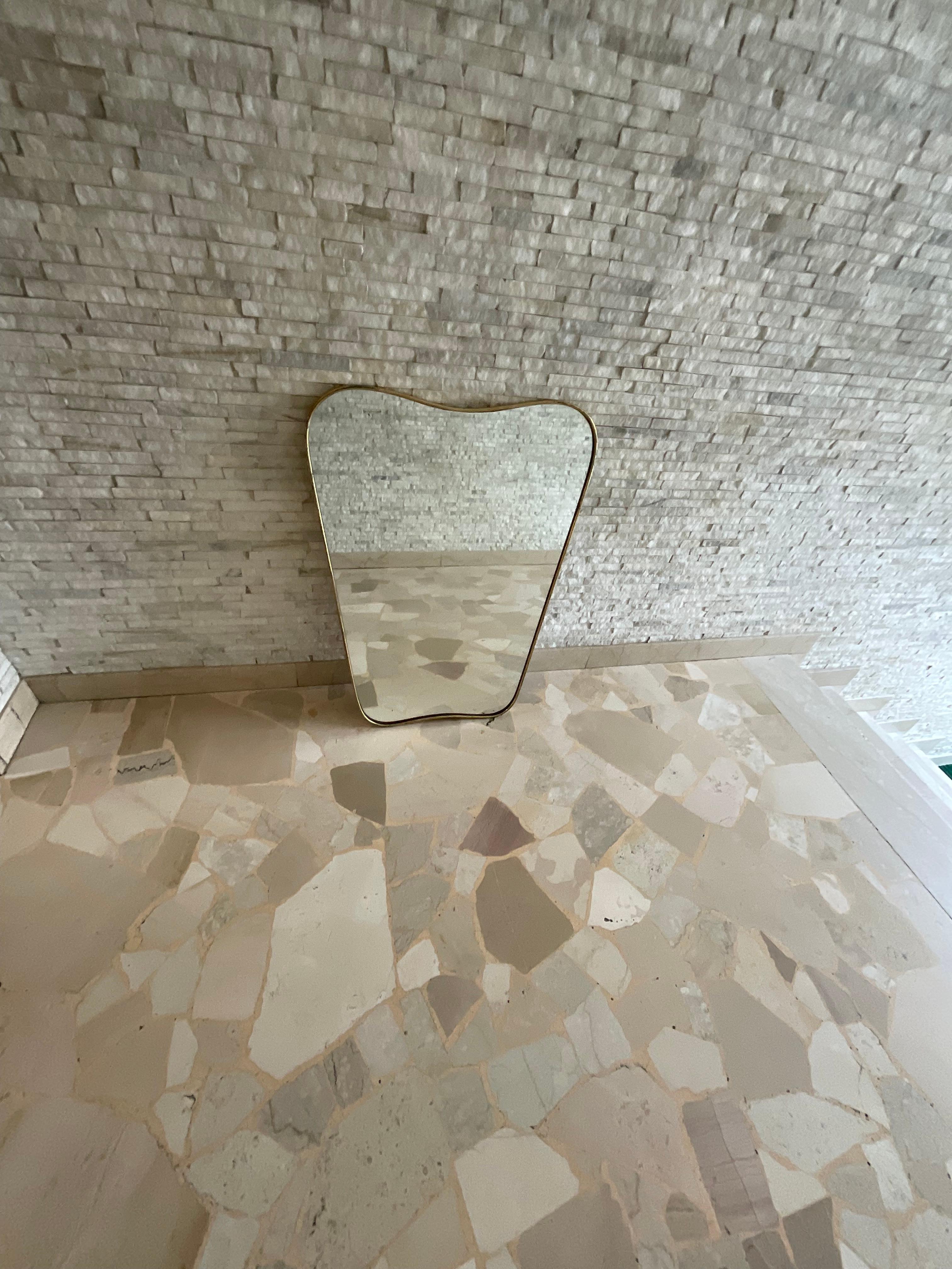 Mid-Century Modern FONTANARTE - Pietro CHIESA - mirror with brass frame - ITALY 1950s For Sale