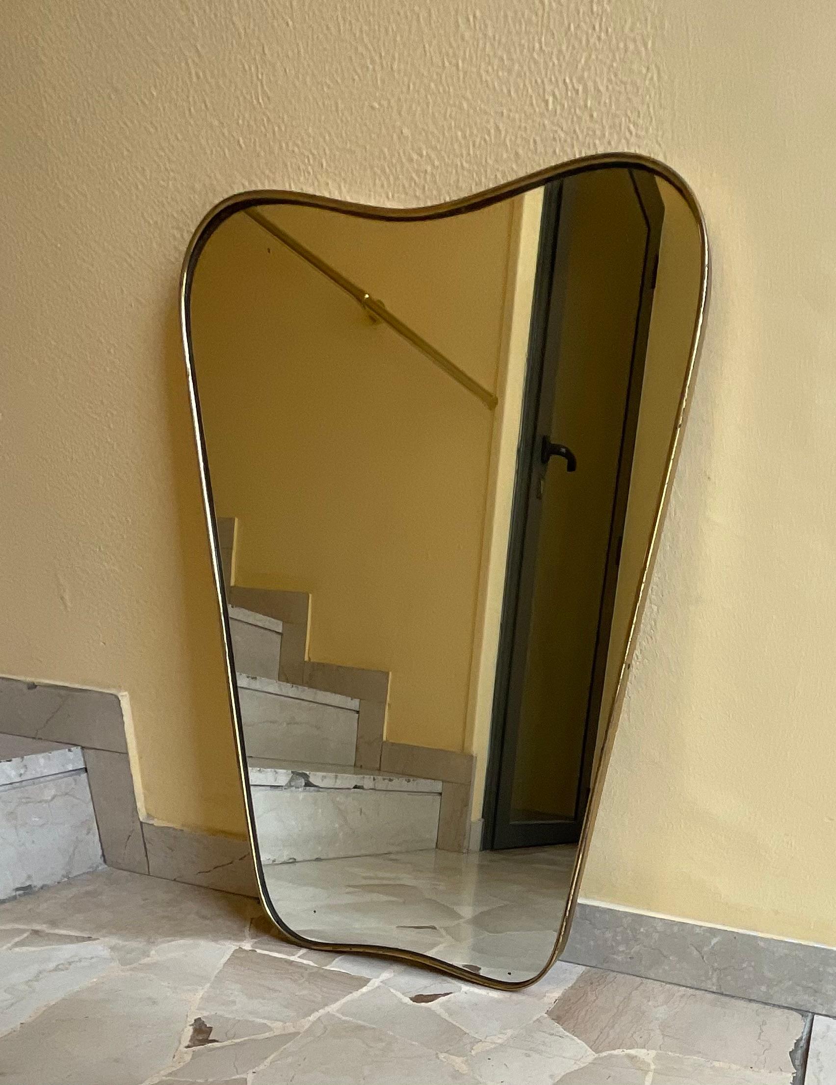 Italian FONTANARTE - Pietro CHIESA - mirror with brass frame - ITALY 1950s For Sale