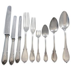 Vintage Fontenelle by Odiot France Sterling Silver Flatware Set Service 105 Pcs Dinner