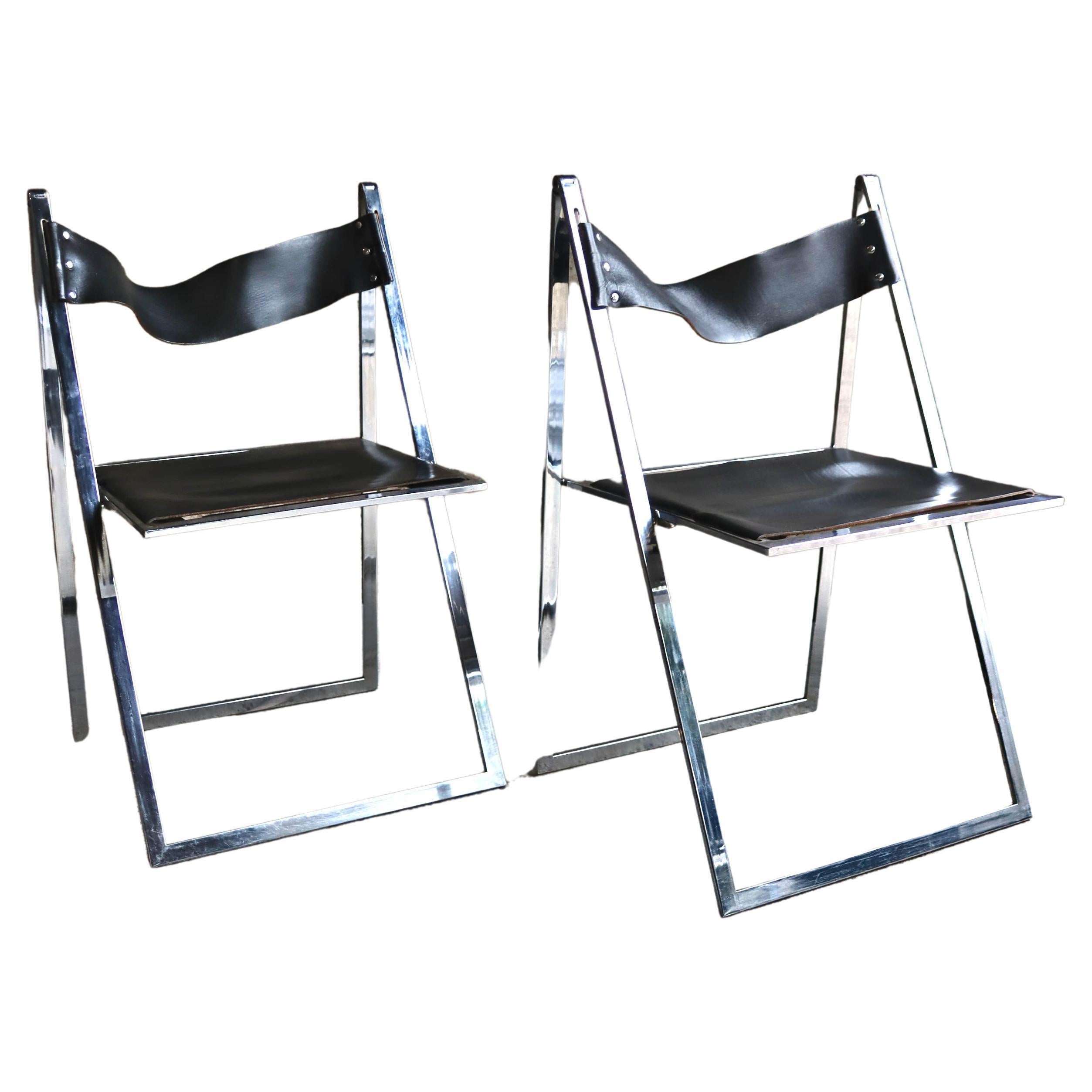 Fontoni and Geraci – Elios – Folding Chair – Chrome – Lübke Vono – Italy –  1970s For Sale at 1stDibs