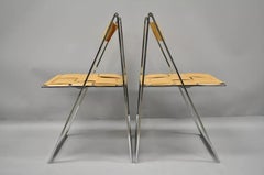 Fontoni & Geraci Sillas plegables modernas italianas Elios de cromo y cuero (B) - Pareja